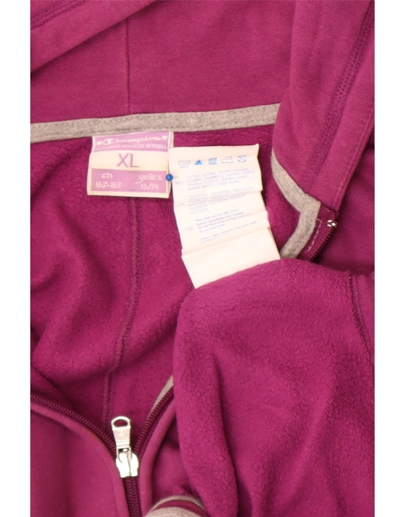Champion Girls Zip Hoodie Sweater 13-14 Years XL Pink Cotton - Image 4