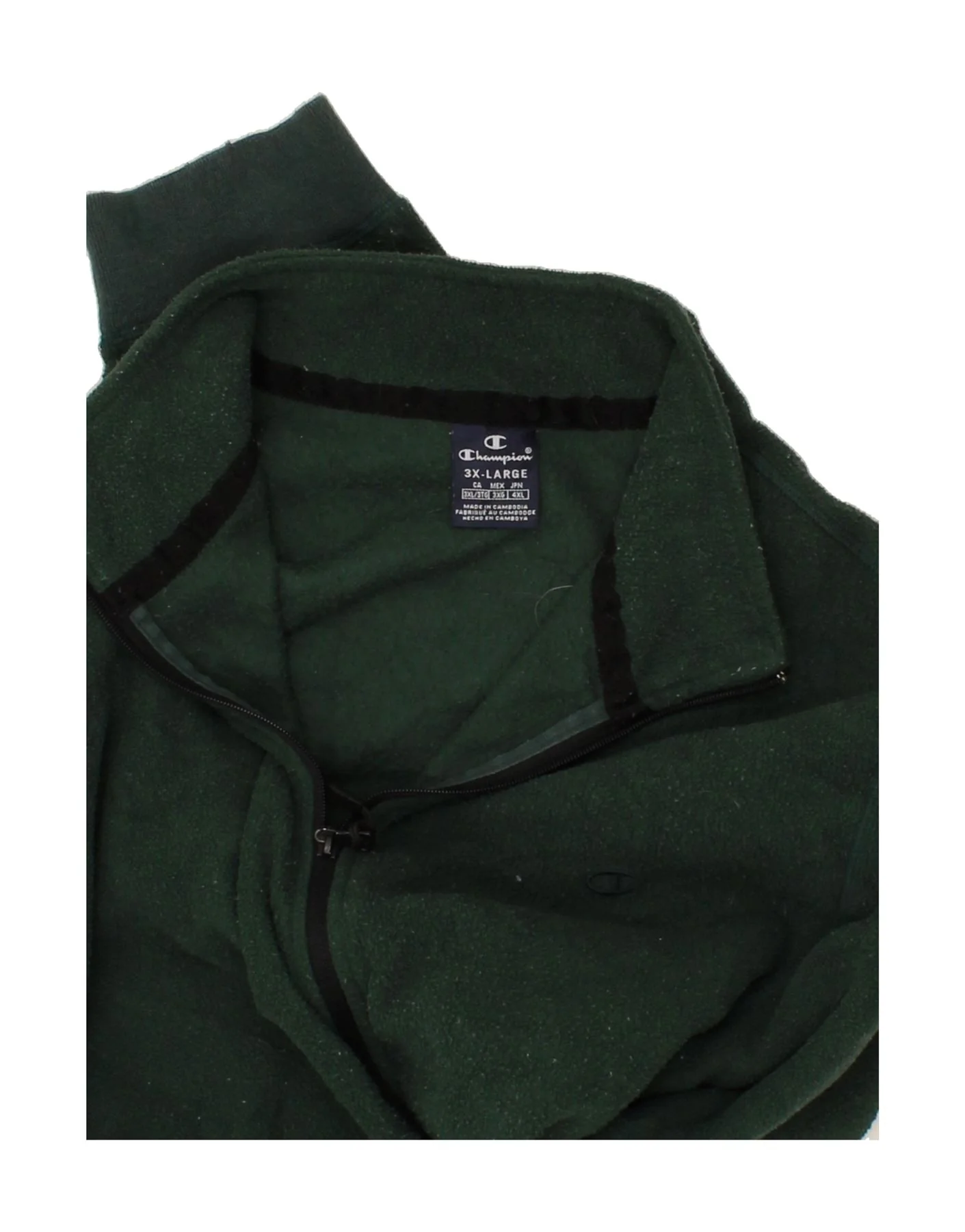 CHAMPION Mens Fleece Jacket UK 46 3XL Green Polyester - Image 3