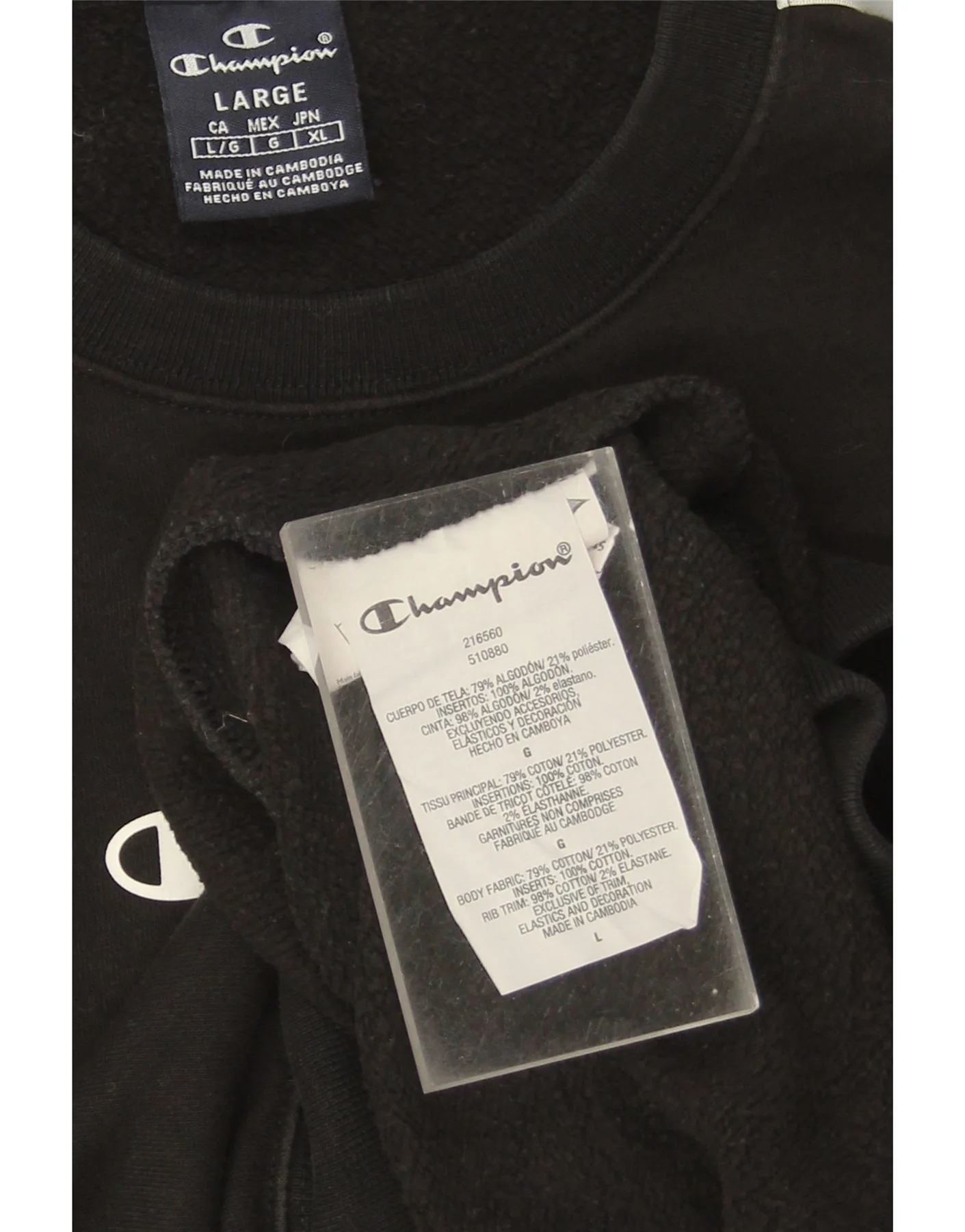 CHAMPION Mens Graphic Sweatshirt Jumper Large Black Cotton - Image 3