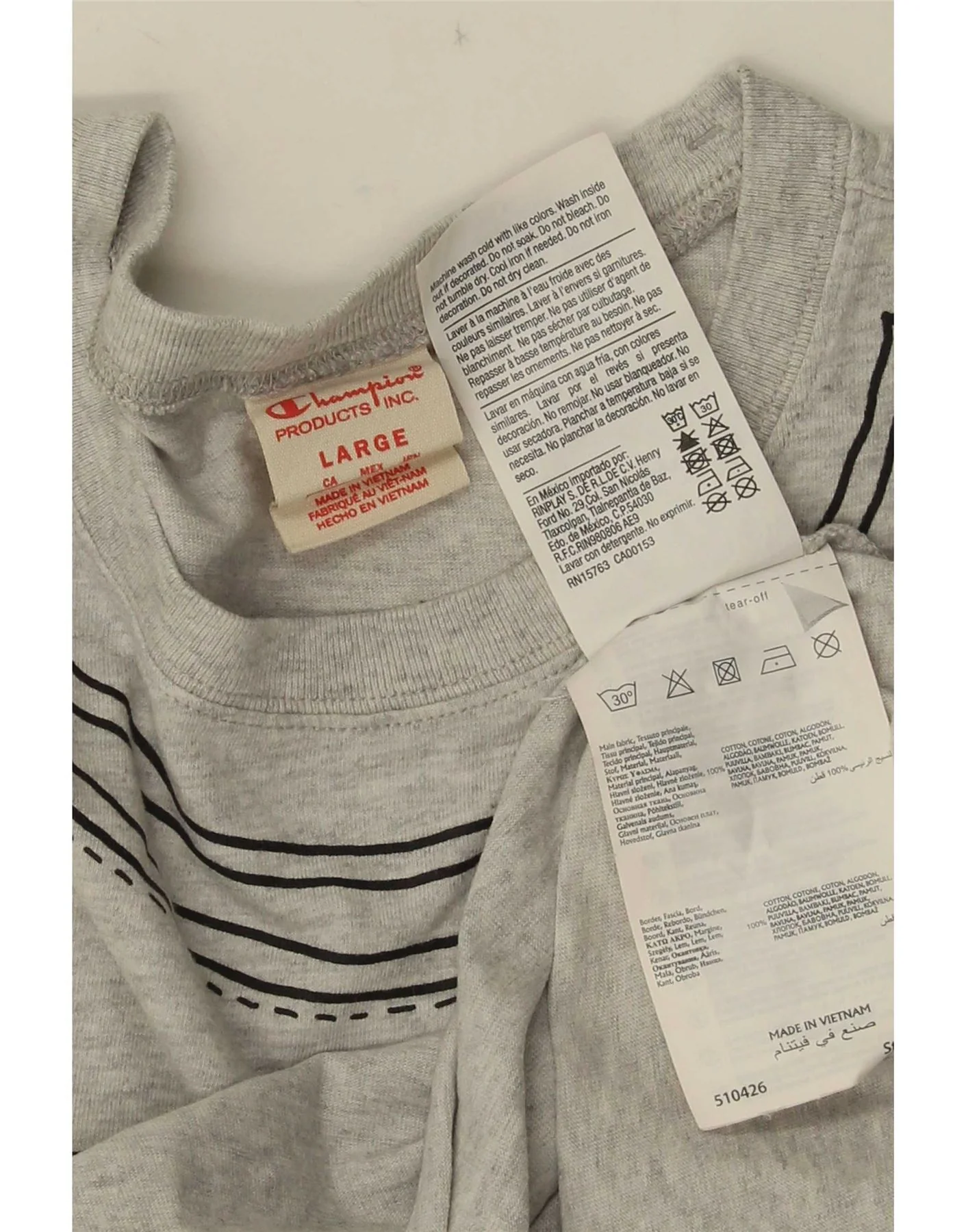 Champion Mens Graphic T-Shirt Top Large Grey Cotton - Image 3
