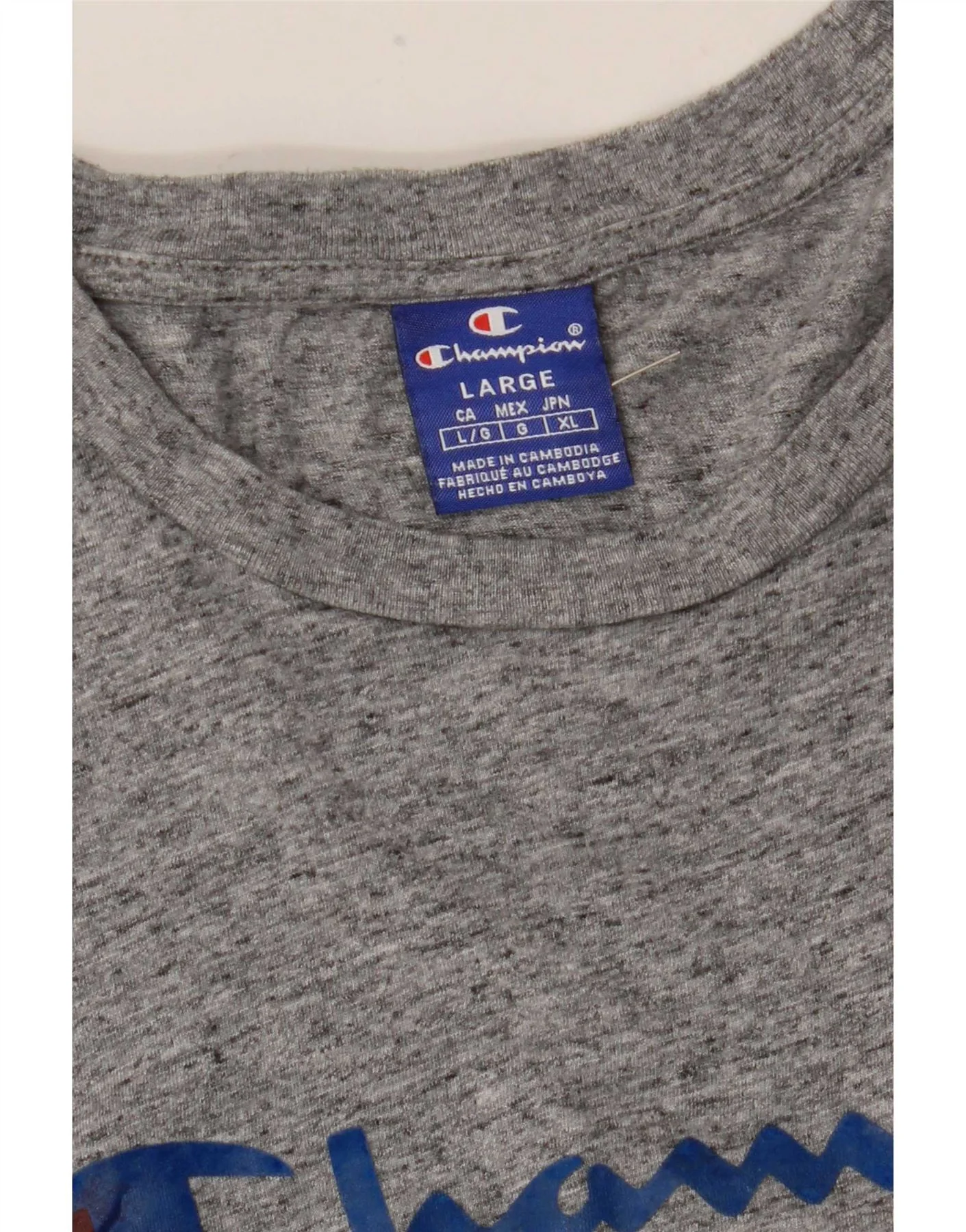 Champion Mens Graphic T-Shirt Top Large Grey Flecked - Image 3