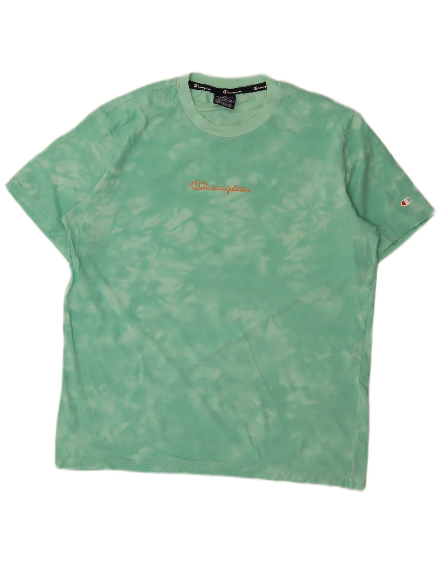 Champion Mens Graphic T-Shirt Top Small Green Tie Dye