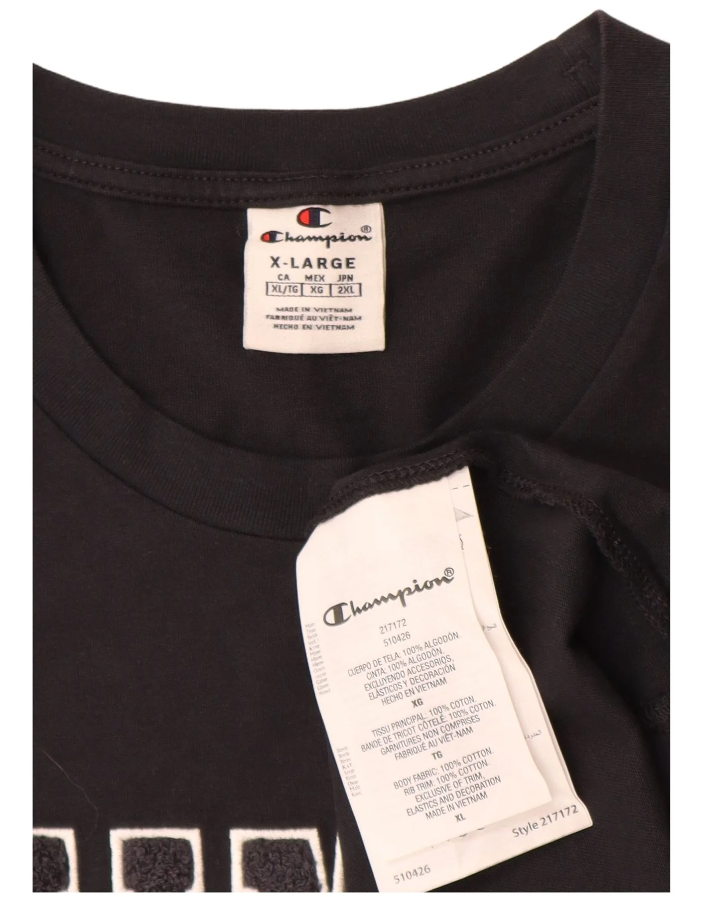 Champion Mens Graphic T-Shirt Top XL Black Cotton - Image 3