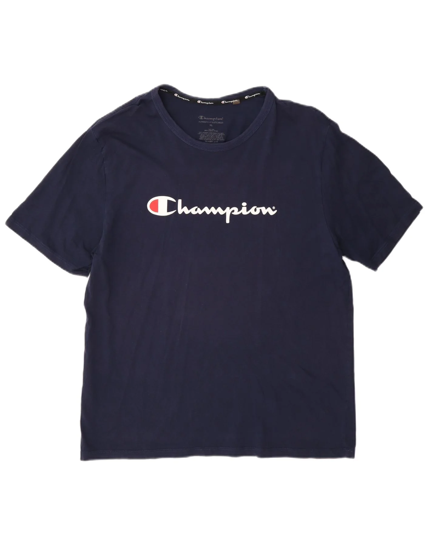 Champion Mens Graphic T-Shirt Top XL Navy Blue Cotton
