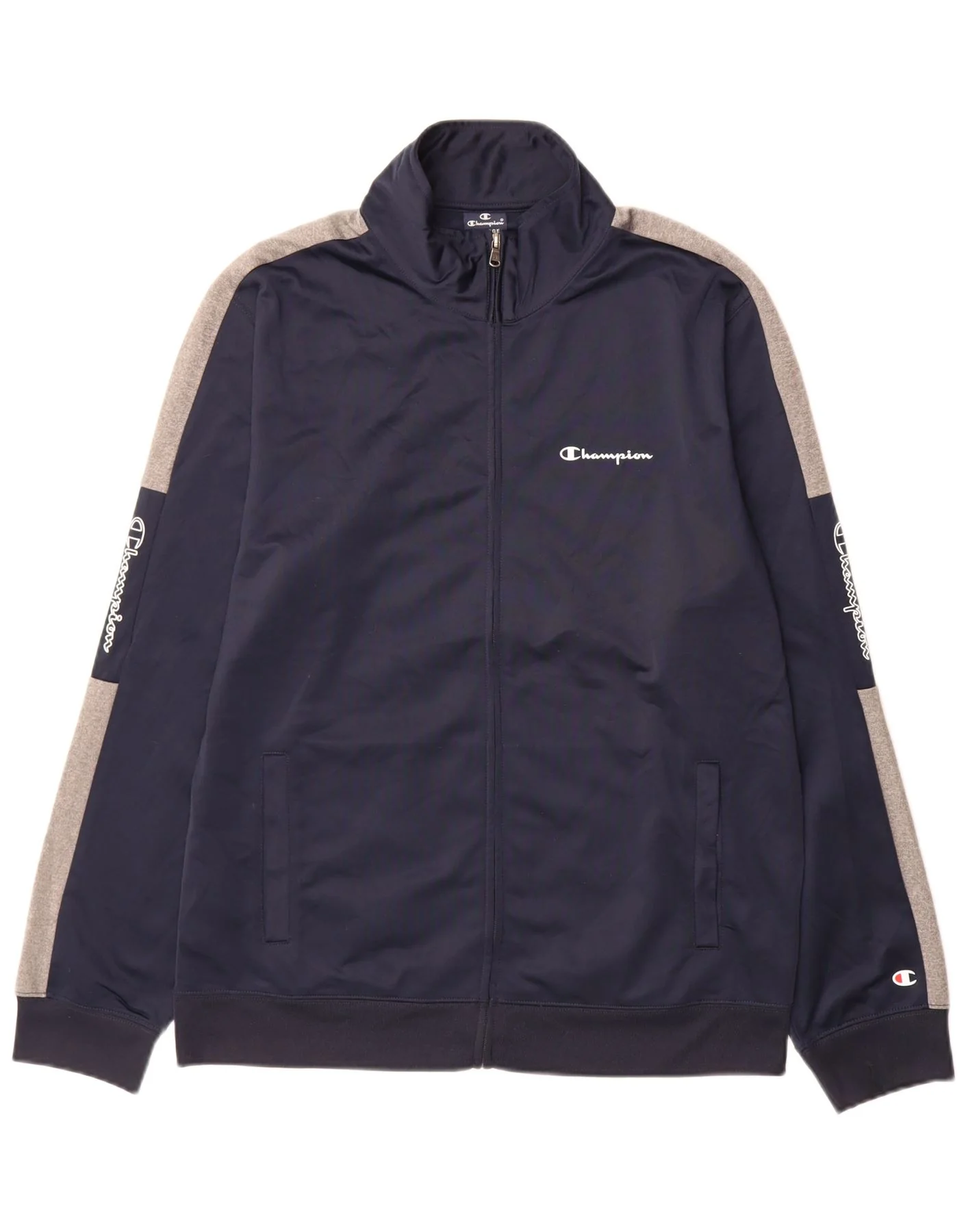 Champion Mens Graphic Tracksuit Top Jacket XL Navy Blue Colourblock