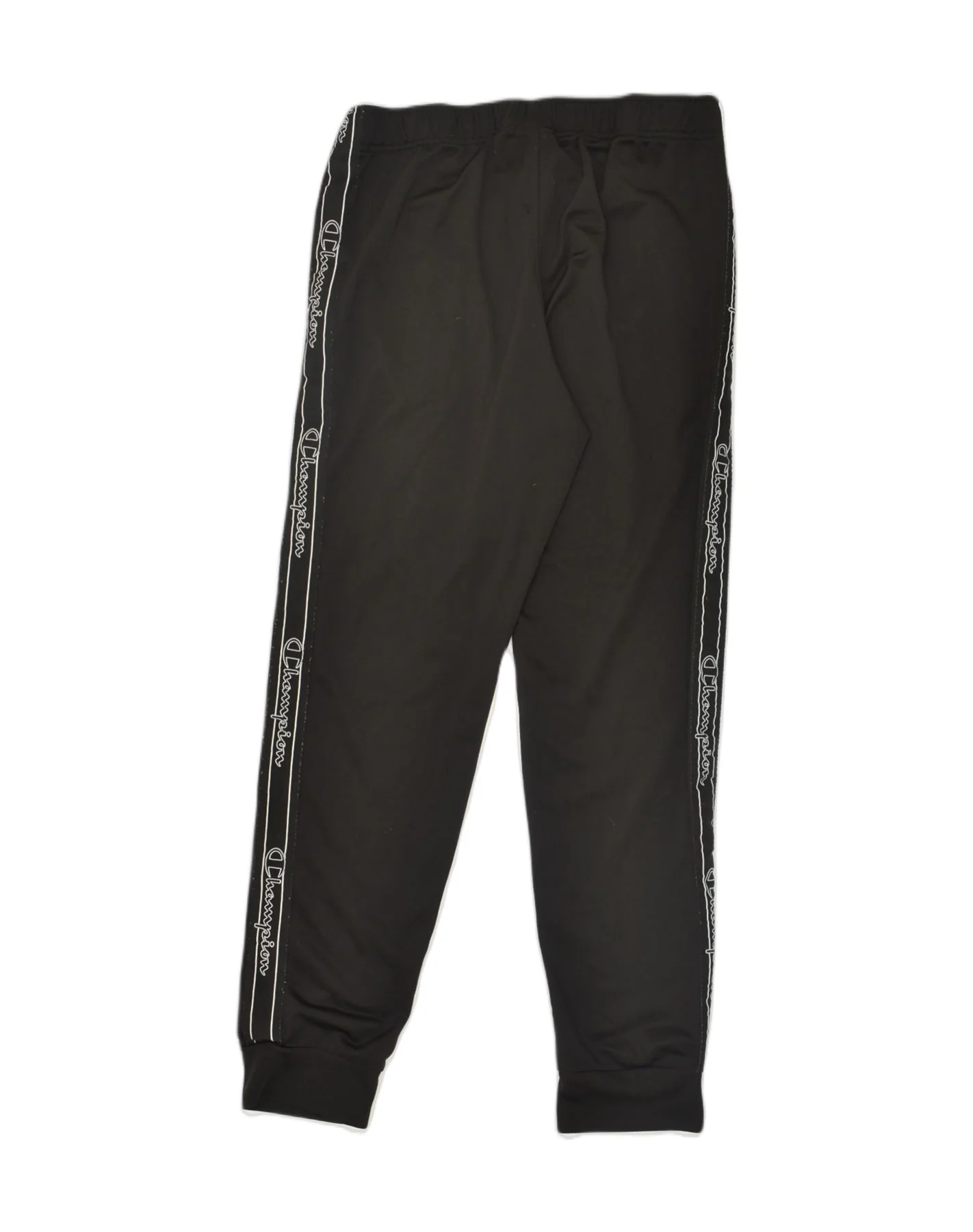CHAMPION Mens Graphic Tracksuit Trousers Joggers Large Black Polyester - Image 2