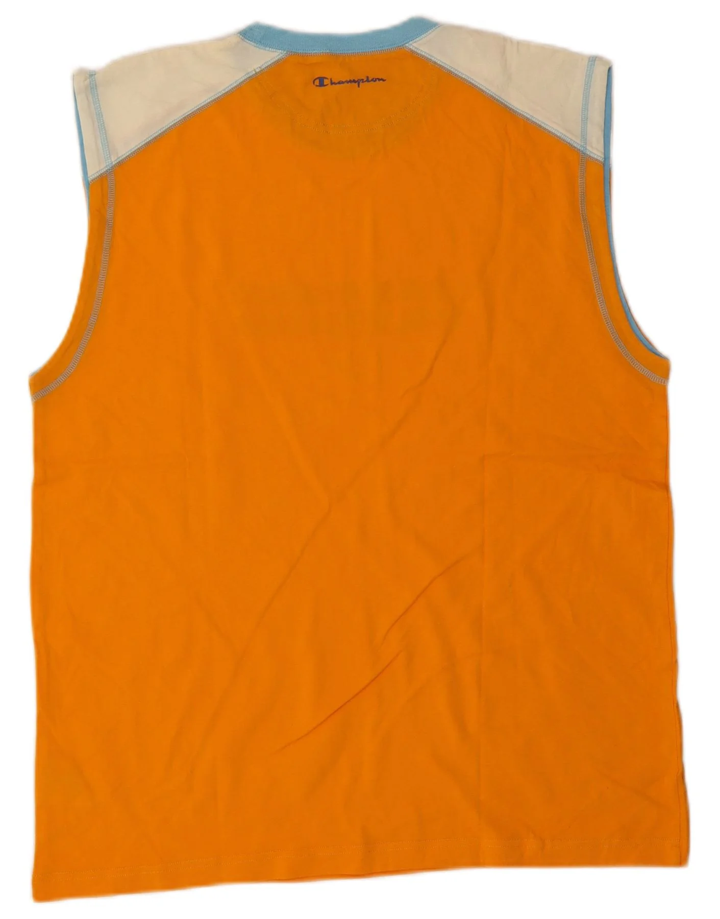 Champion Mens Graphic Vest Top 2XL Orange Colourblock Cotton - Image 2
