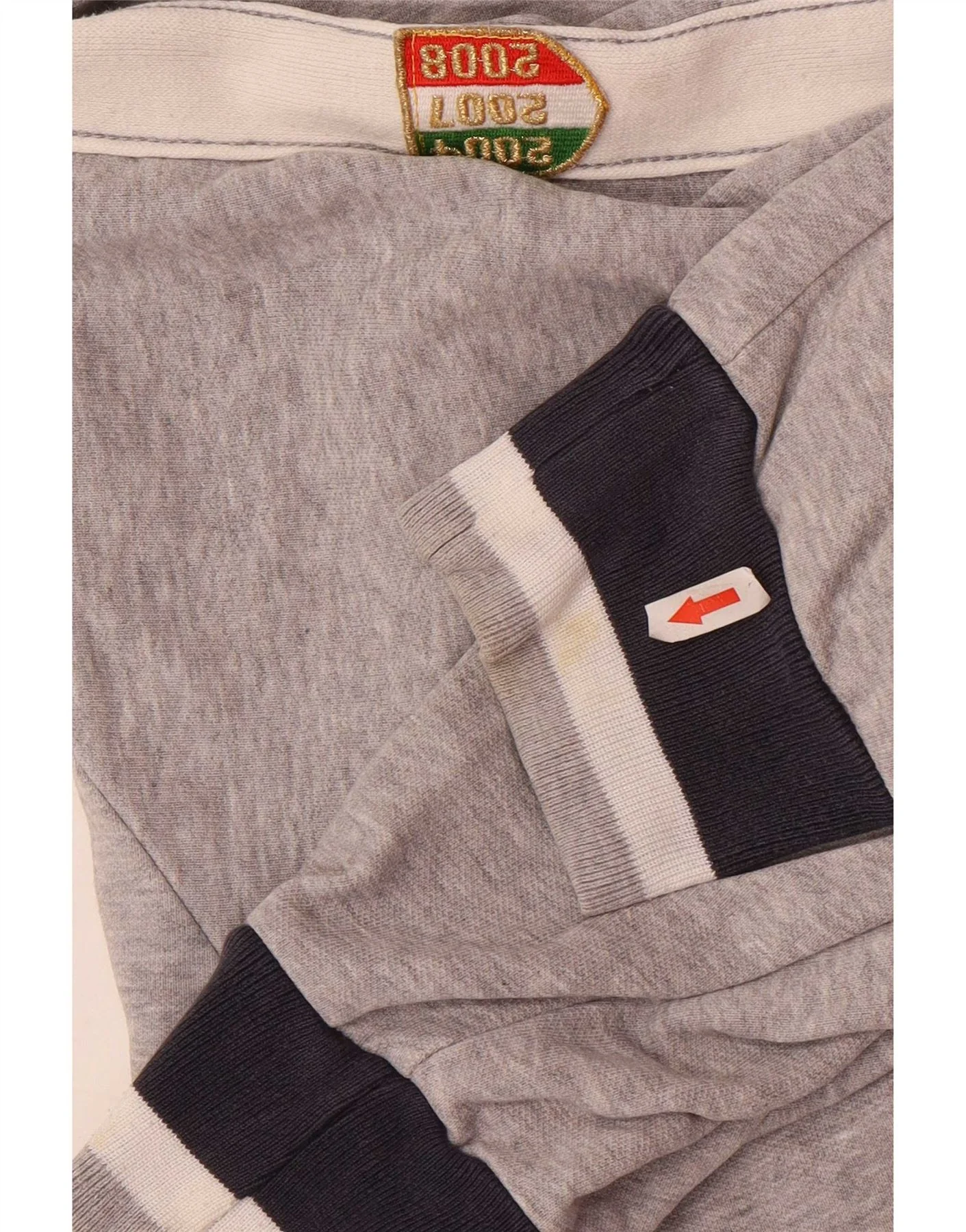 Champion Mens Graphic Zip Neck Sweatshirt Jumper 2XL Grey Colourblock - Image 3