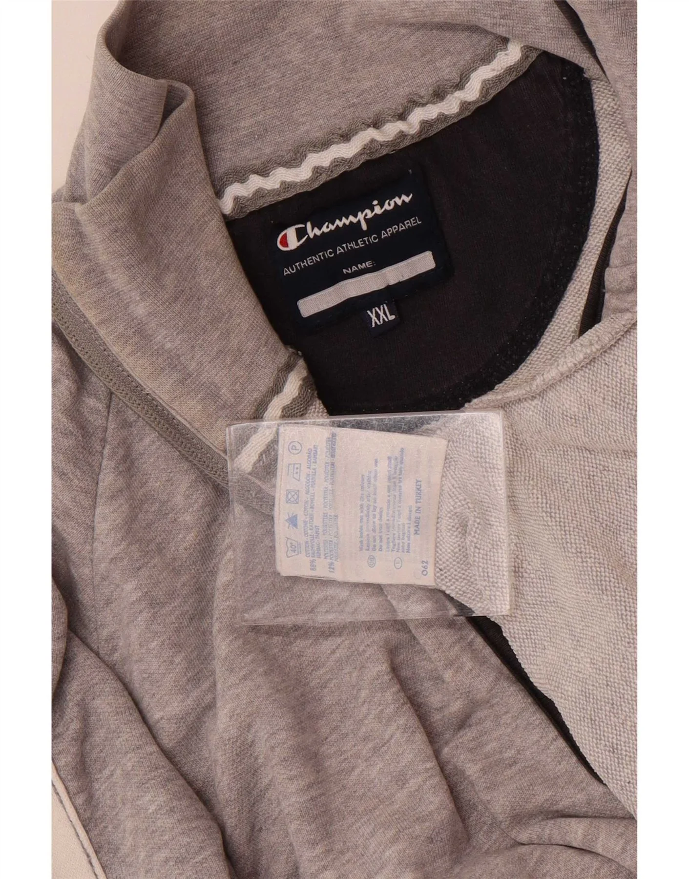 Champion Mens Graphic Zip Neck Sweatshirt Jumper 2XL Grey Colourblock - Image 4