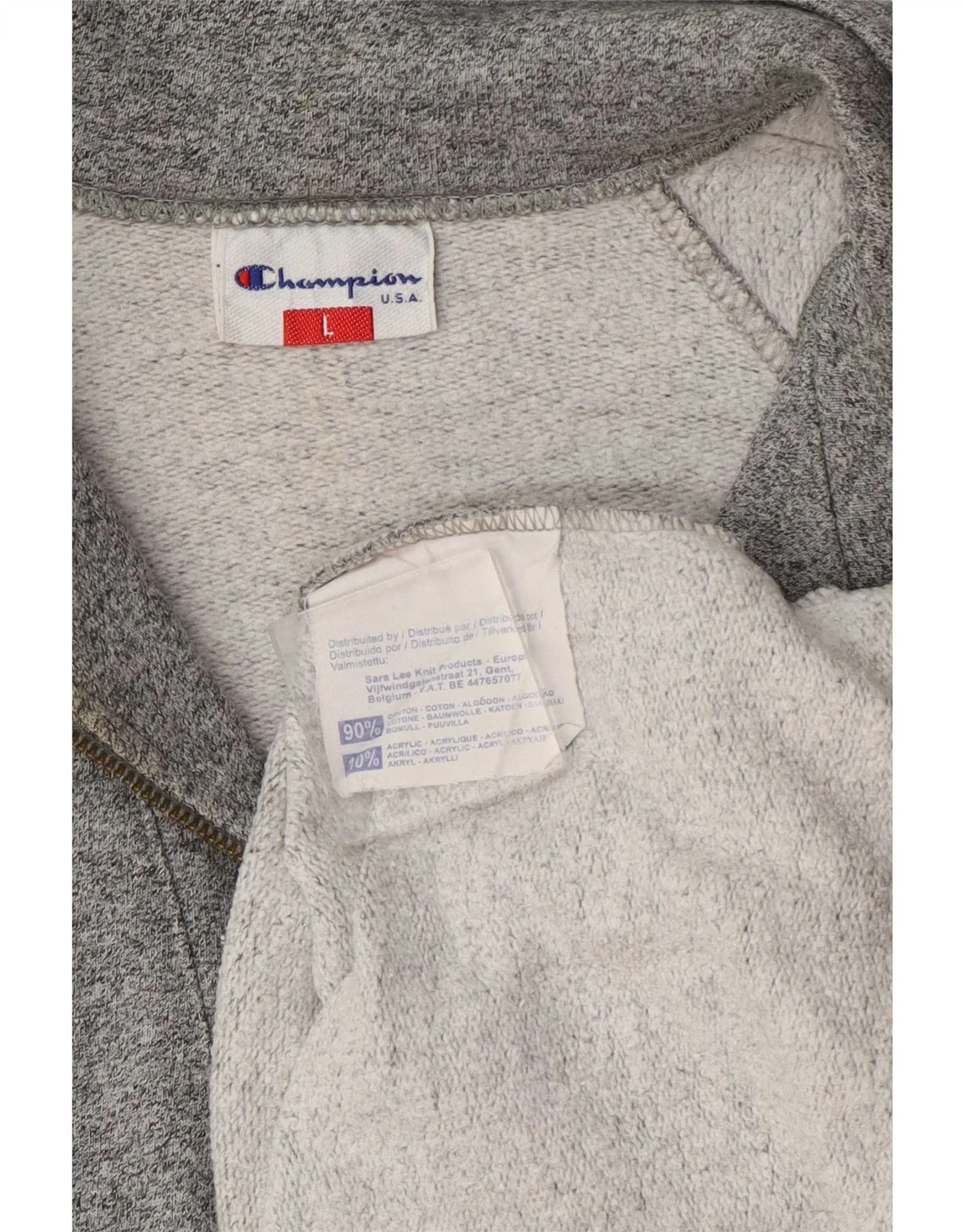 Champion Mens Graphic Zip Neck Sweatshirt Jumper Large Grey Colourblock - Image 4