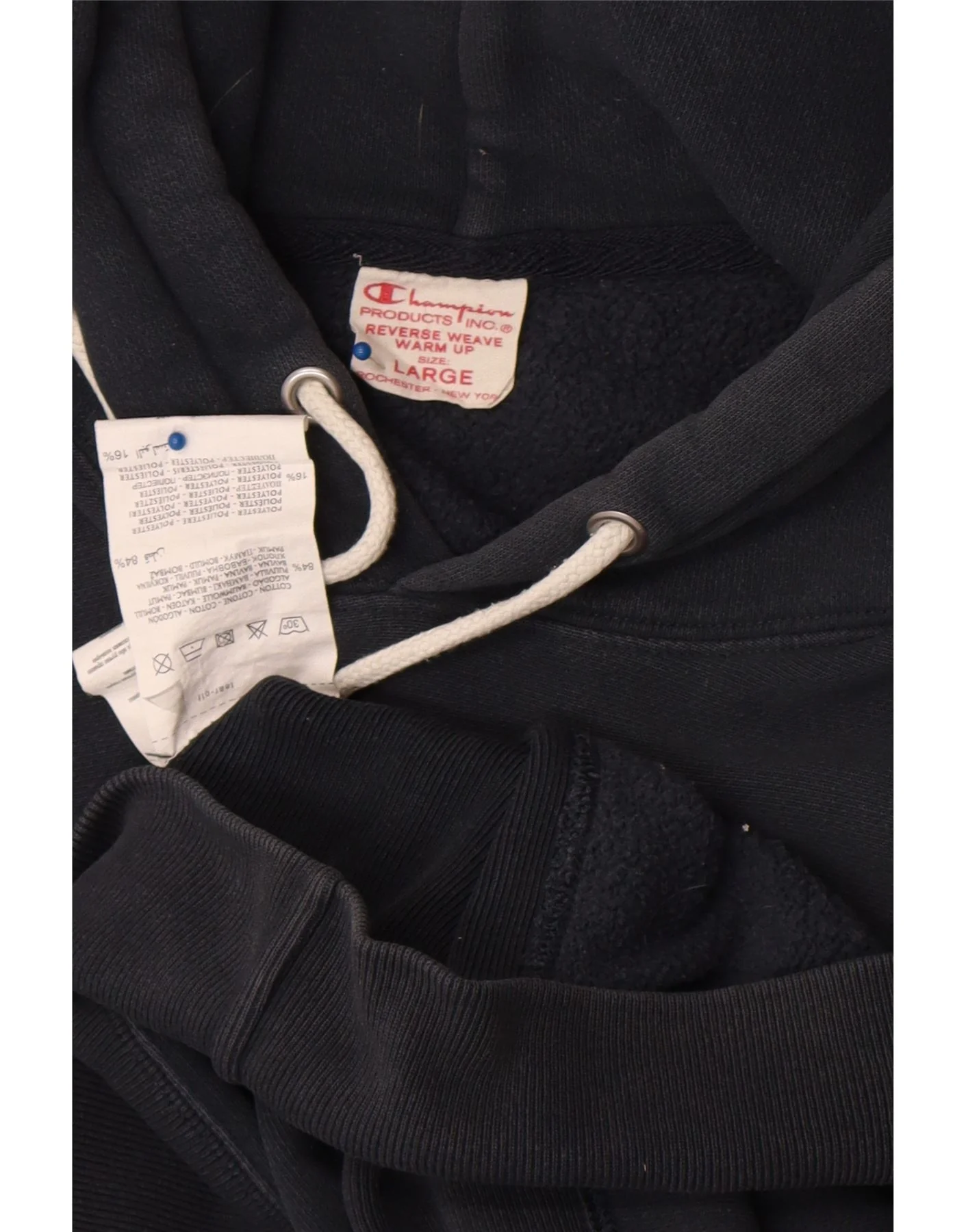 Champion Mens Hoodie Jumper Large Black Cotton - Image 3