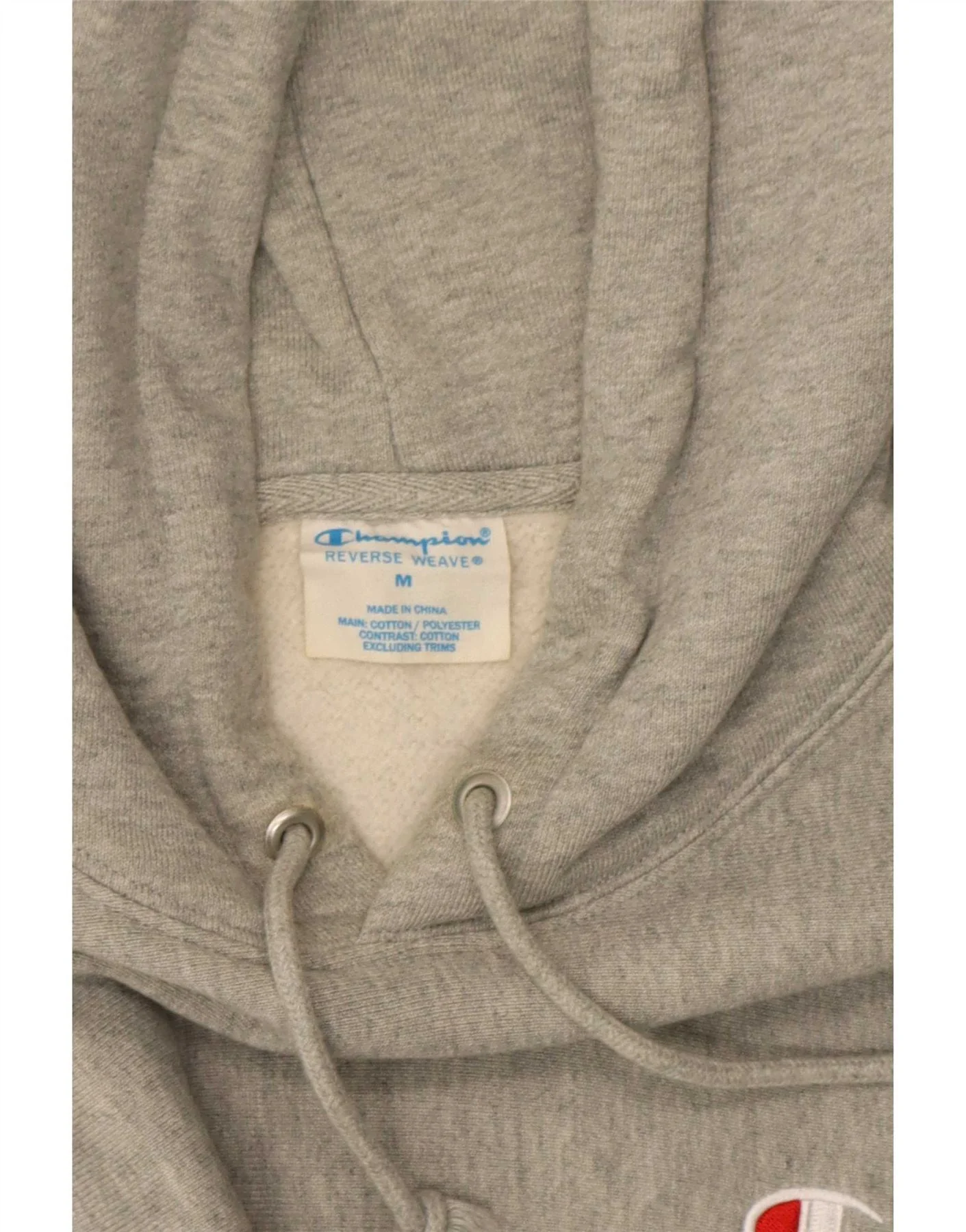 Champion Mens Reverse Weave Hoodie Jumper Medium Grey Flecked Cotton - Image 4