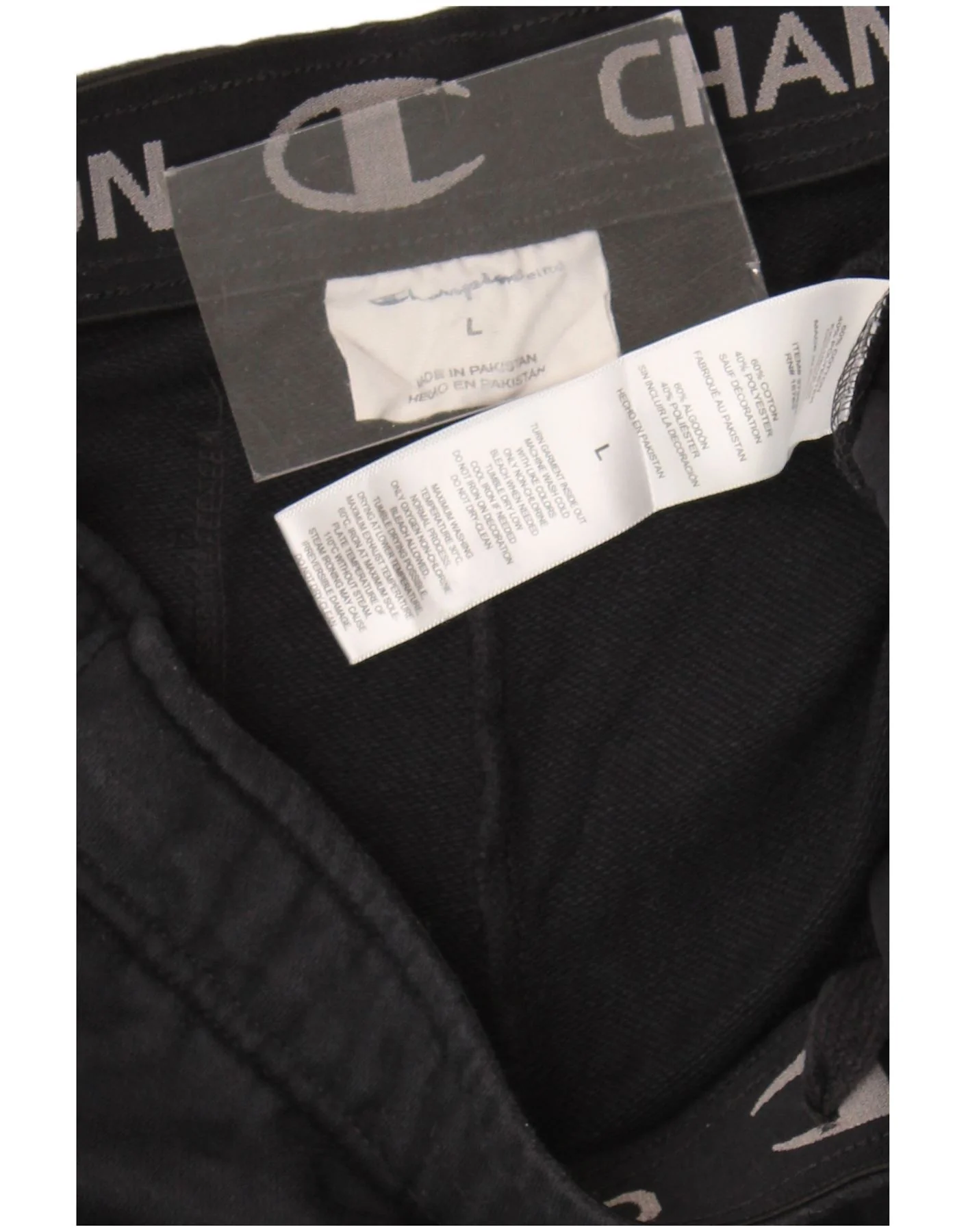 Champion Mens Sport Shorts Large Black Cotton - Image 3