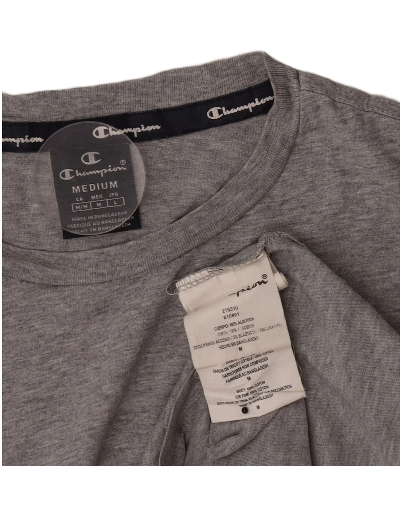 Champion Mens T-Shirt Top Medium Grey Flecked Cotton - Image 3