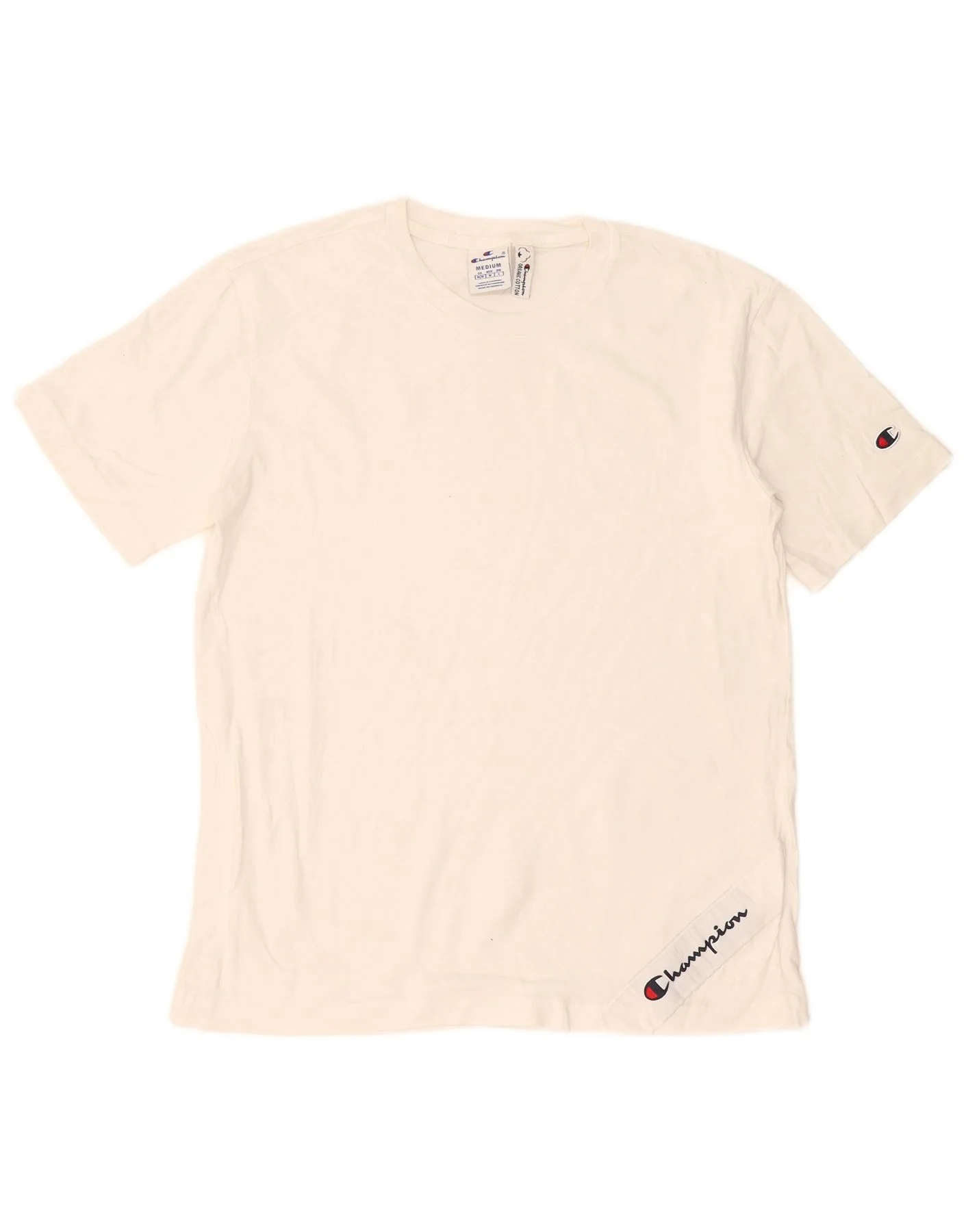 Champion Mens T-Shirt Top Medium White Cotton