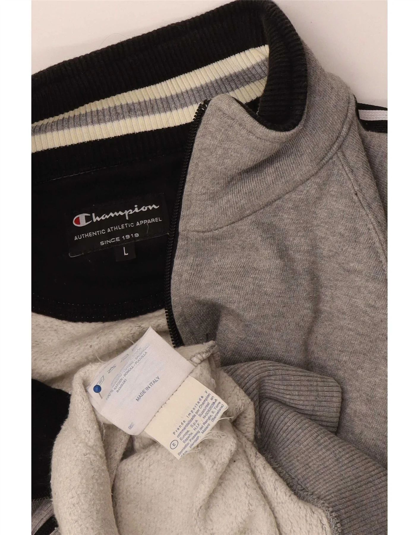 Champion Mens Tracksuit Top Jacket Large Grey Flecked Cotton - Image 3