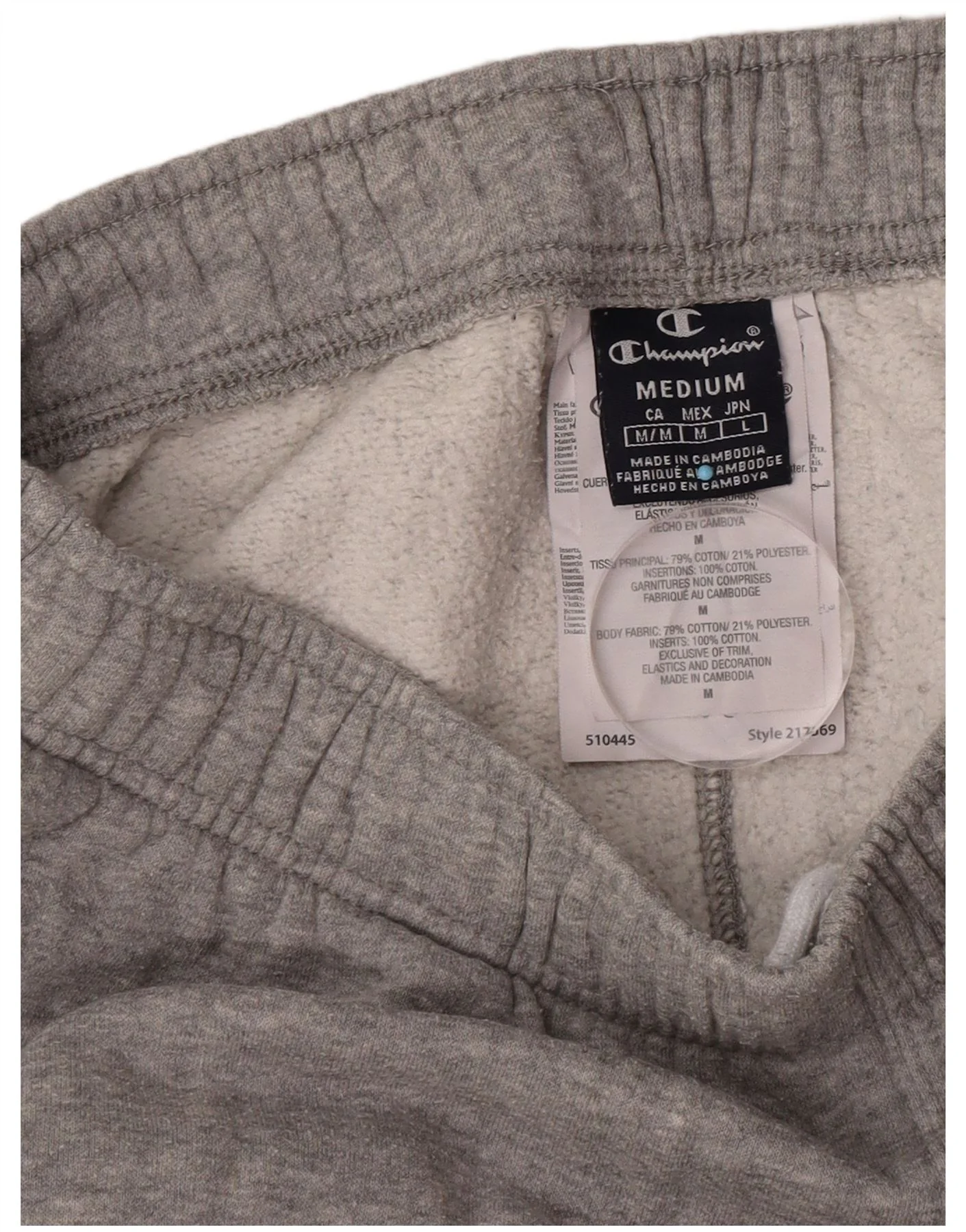 Champion Mens Tracksuit Trousers Joggers Medium Grey Flecked Cotton - Image 3