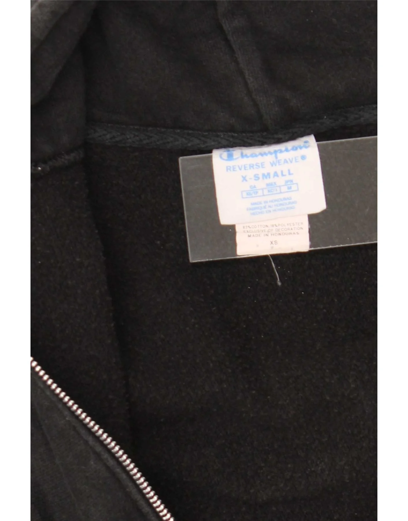 Champion Mens Zip Hoodie Sweater XS Black Cotton - Image 3