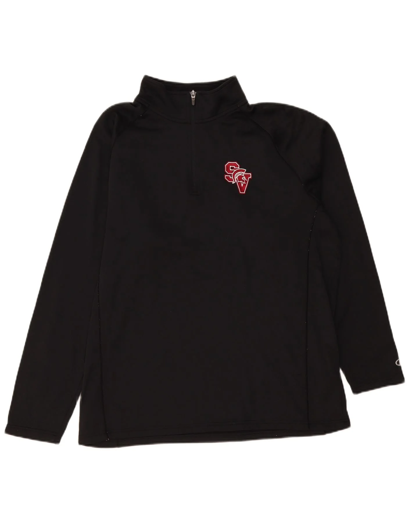 Champion Mens Zip Neck Pullover Tracksuit Top Large Black Polyester