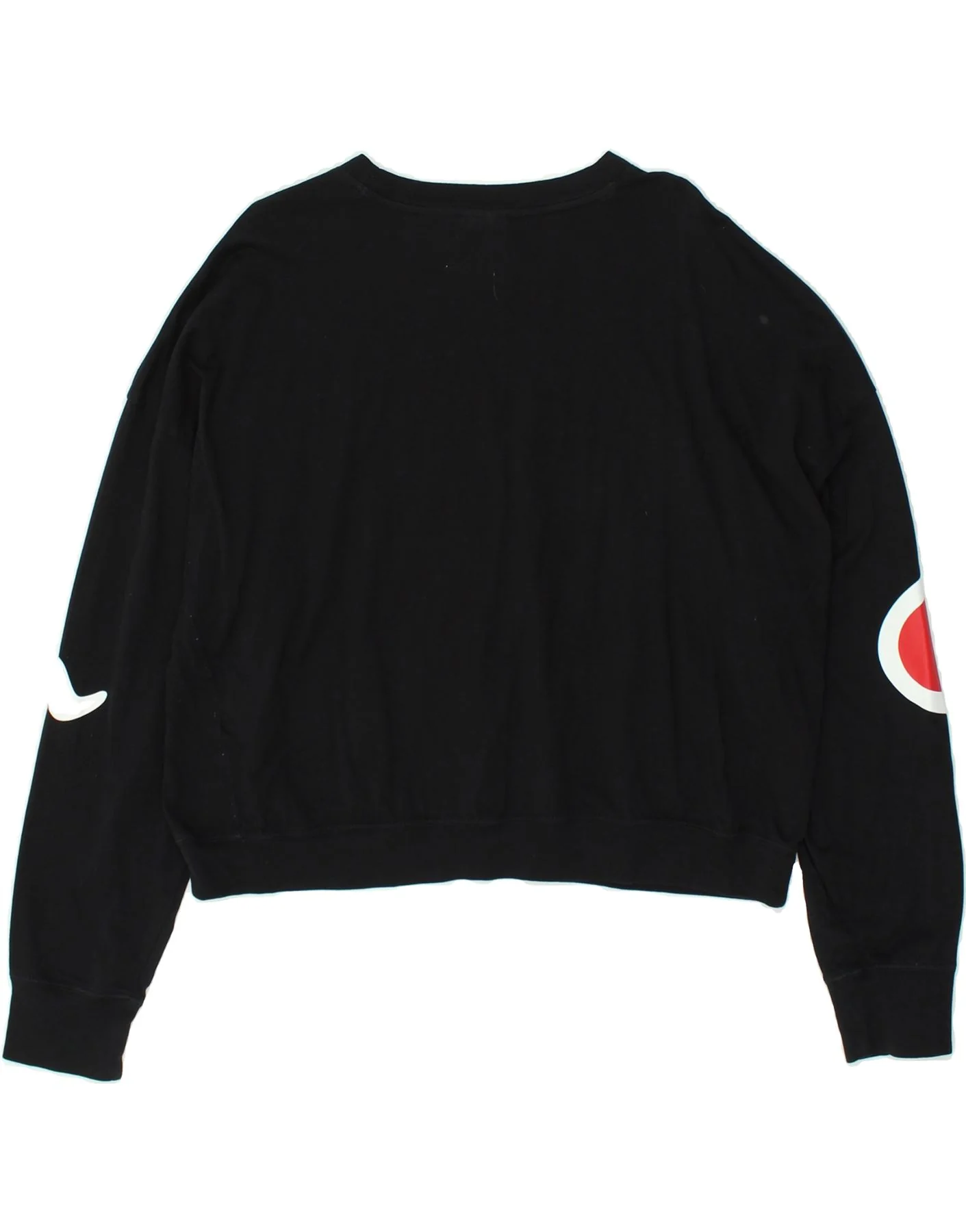 CHAMPION Womens Graphic Crop Sweatshirt Jumper UK 14 Medium Black Cotton - Image 2