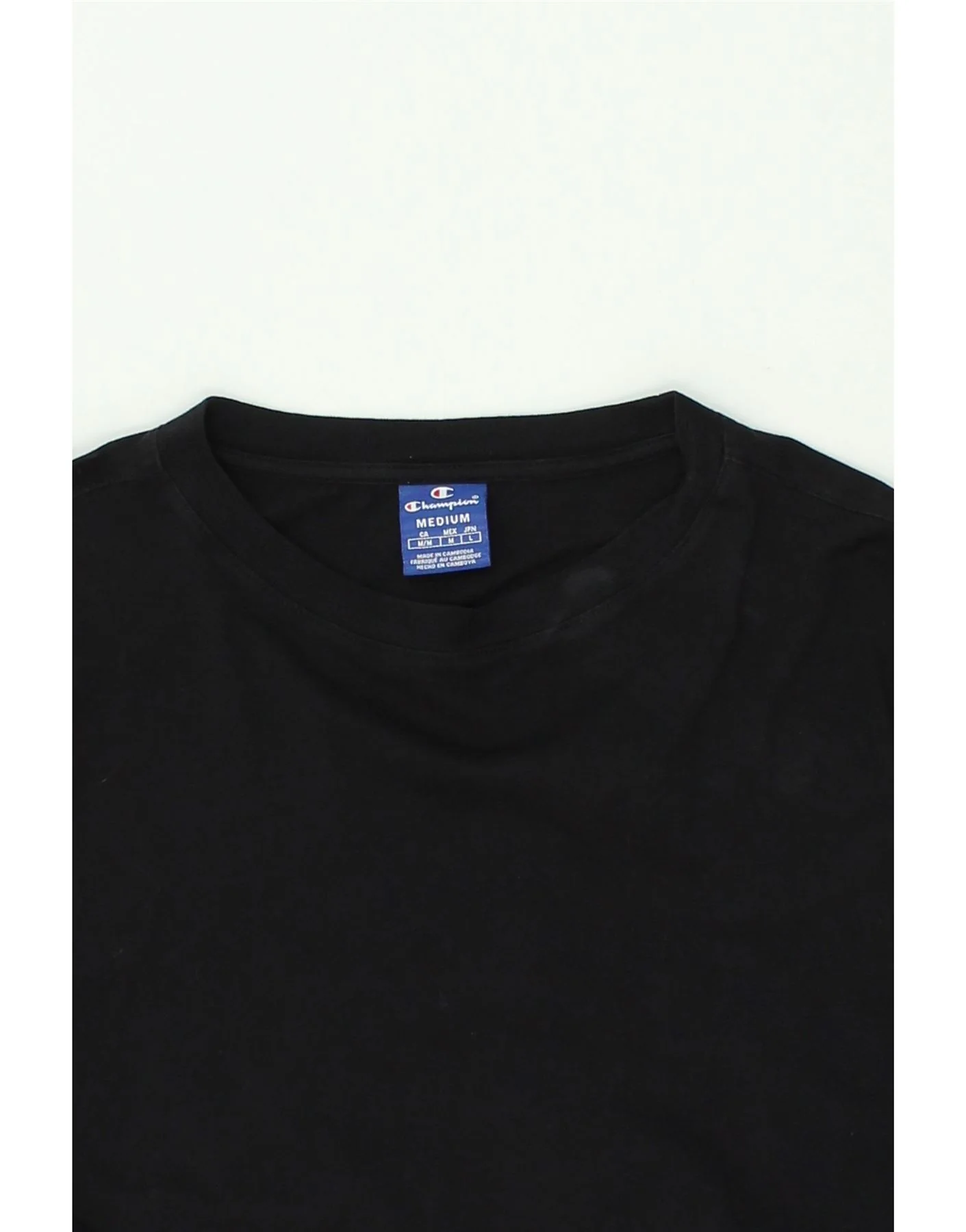 CHAMPION Womens Graphic Crop Sweatshirt Jumper UK 14 Medium Black Cotton - Image 3