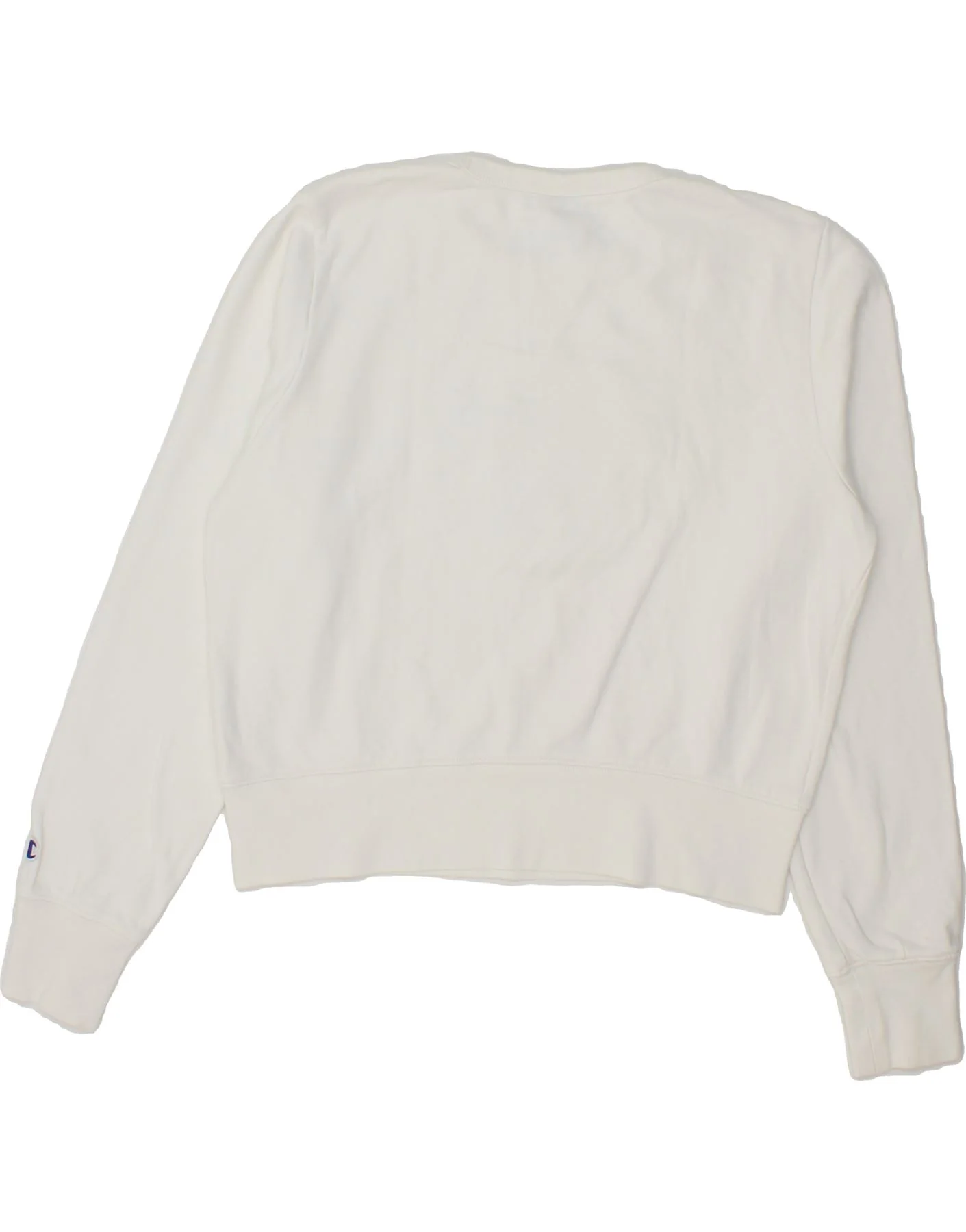 CHAMPION Womens Graphic Crop Sweatshirt Jumper UK 18 XL White Cotton - Image 2