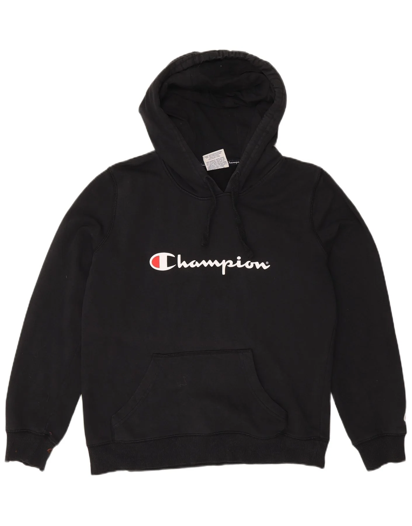 Champion Womens Graphic Hoodie Jumper UK 14 Medium Black