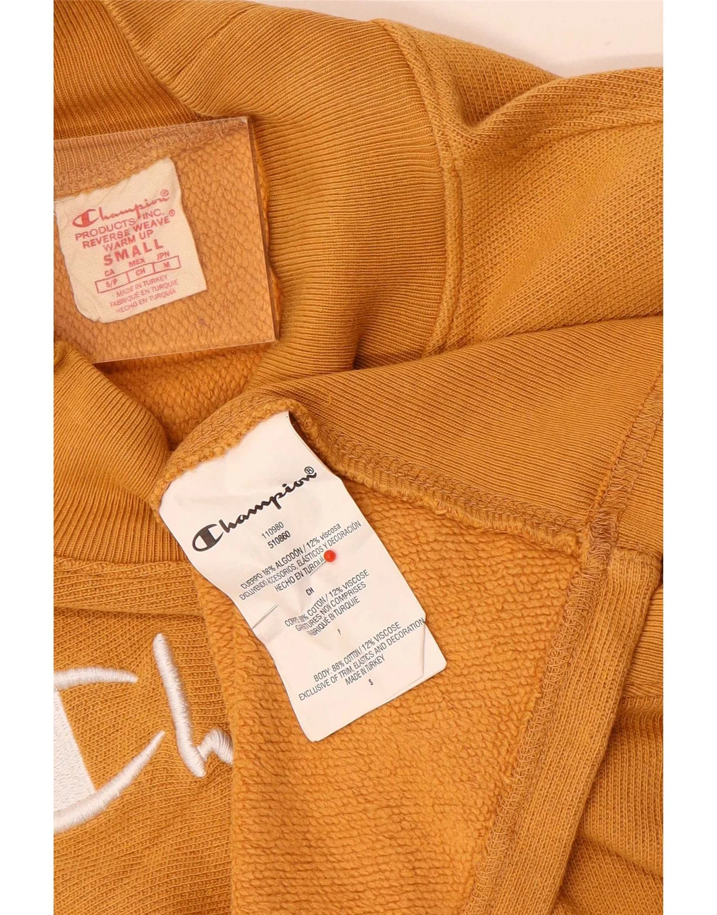 Champion Womens Graphic Oversized Sweatshirt Jumper UK 10 Small Yellow - Image 3