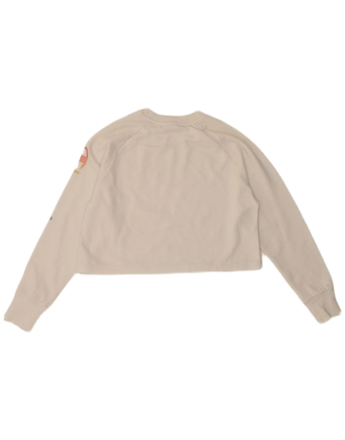 Champion Womens Oversized Crop Graphic Top Long Sleeve UK 10 Small White - Image 2
