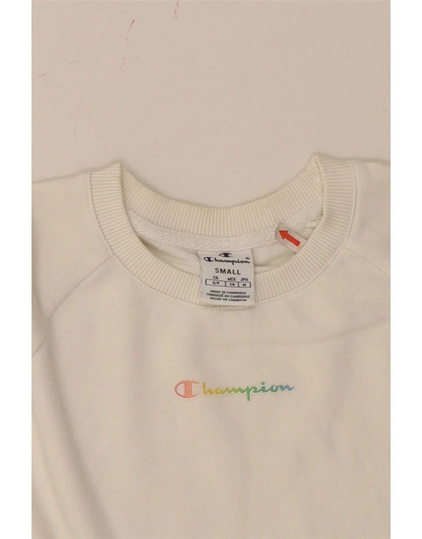Champion Womens Oversized Crop Graphic Top Long Sleeve UK 10 Small White - Image 4