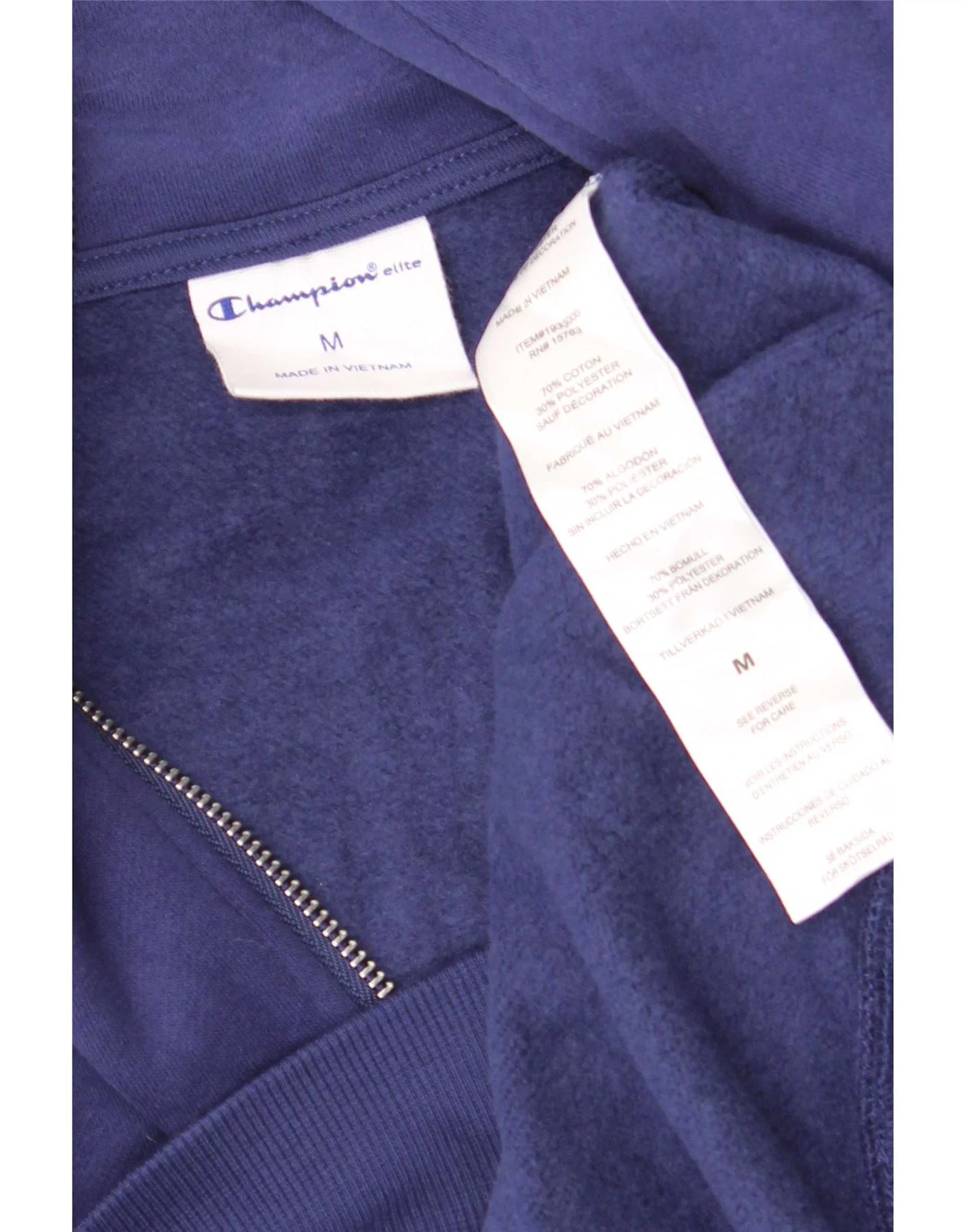 Champion Womens Oversized Zip Neck Sweatshirt Jumper UK 14 Medium Navy Blue - Image 3
