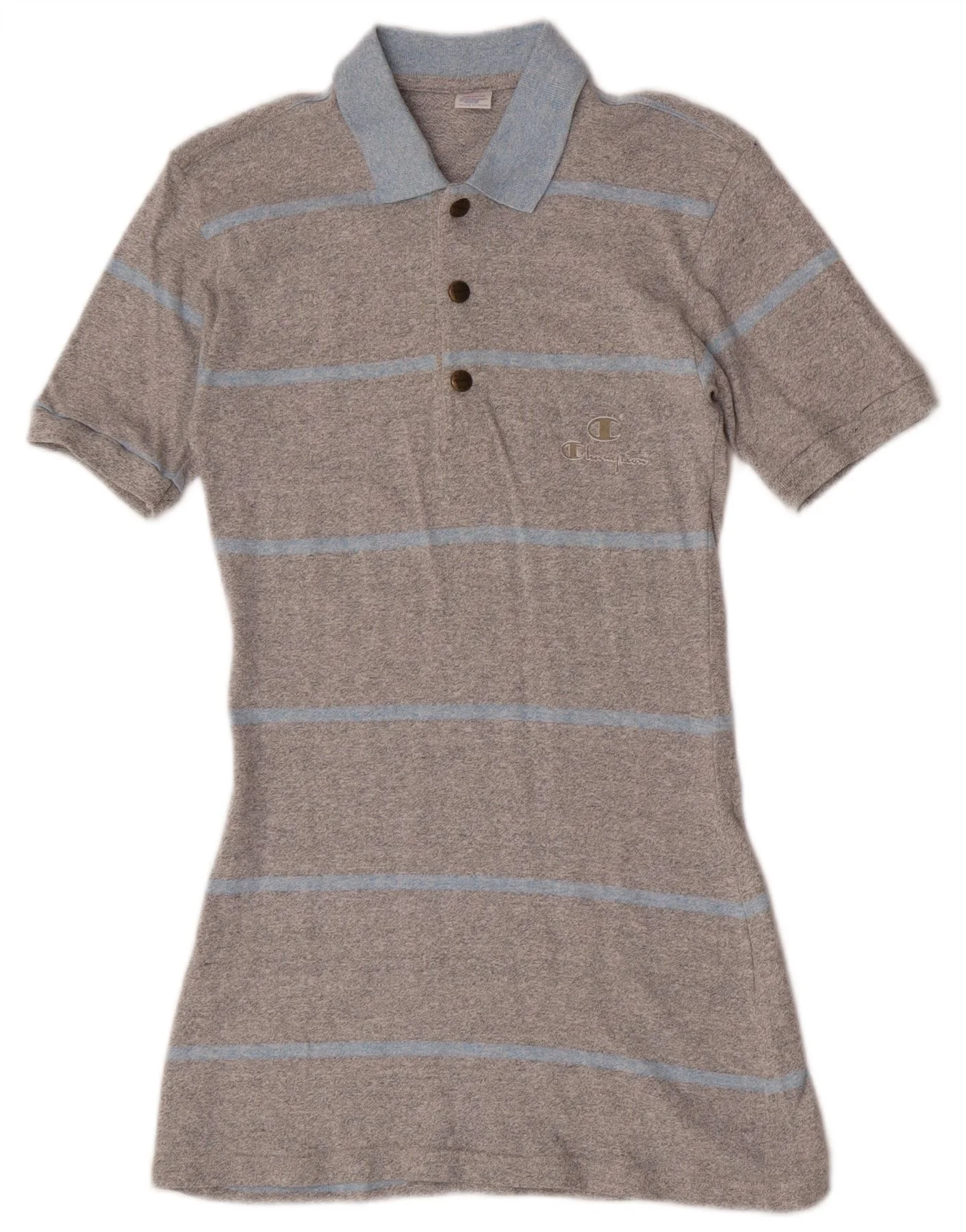 Champion Womens Polo Dress UK 12 Medium Grey Striped Cotton