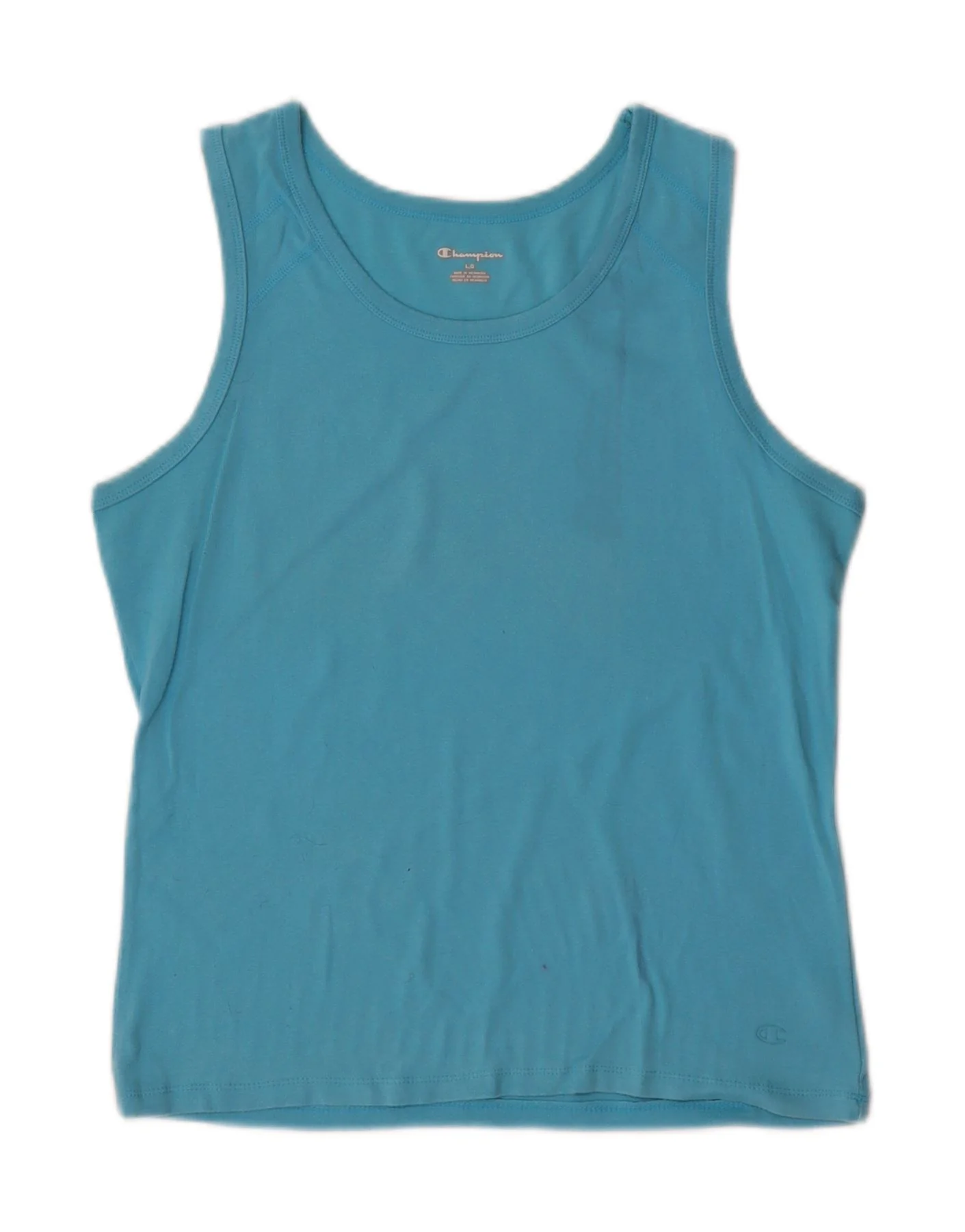 Champion Womens Vest Top UK 14 Large Blue Cotton