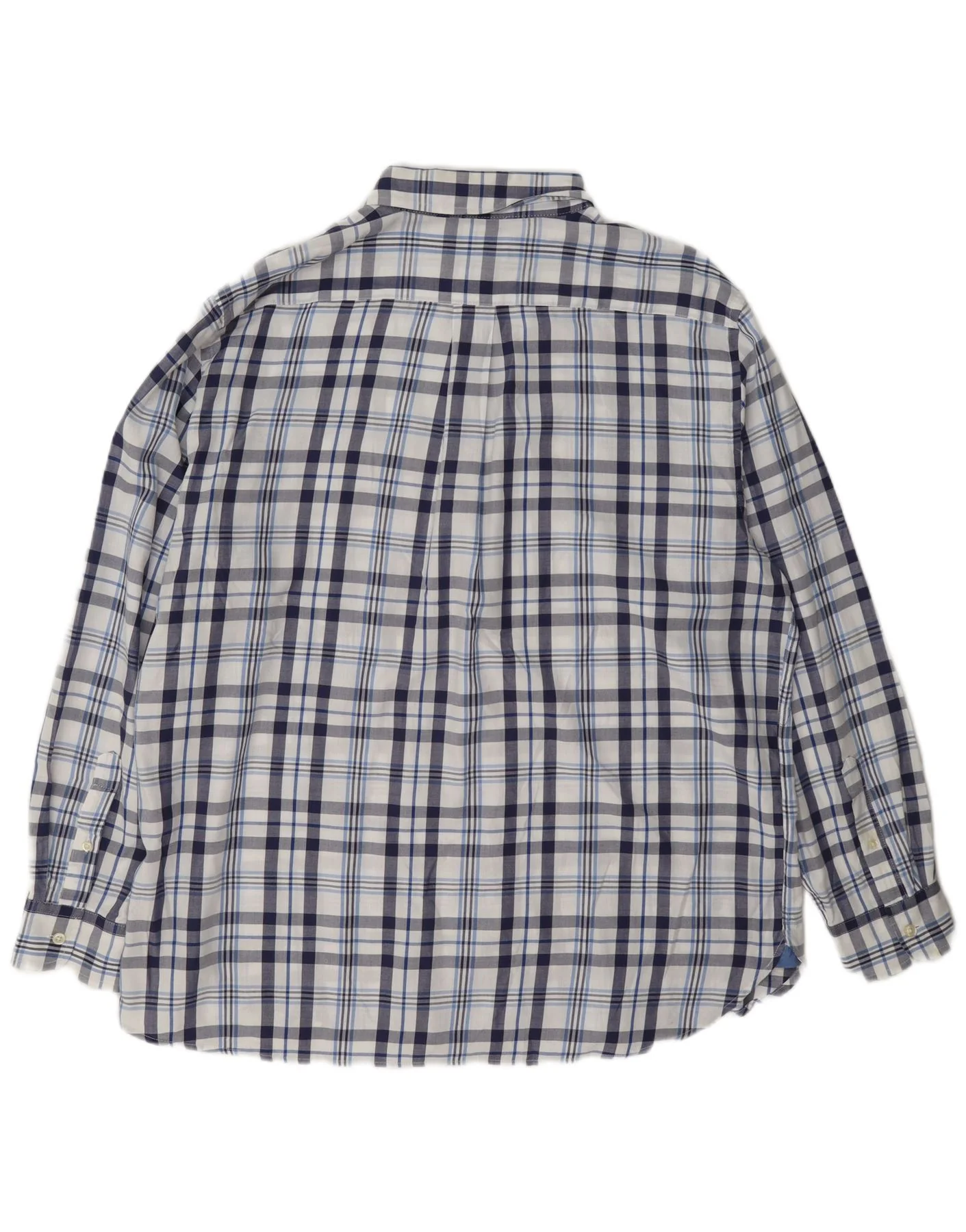 Chaps Mens Flannel Shirt XL Navy Blue Plaid Cotton - Image 2
