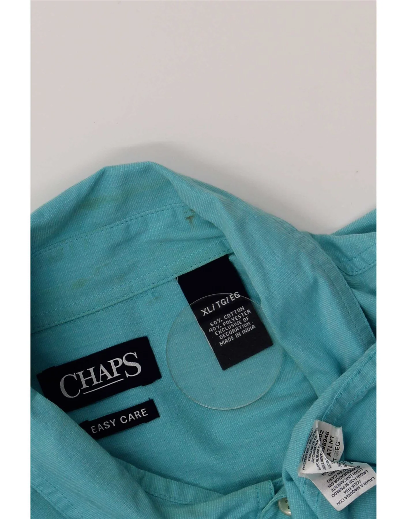 Chaps Mens Regular Fit Shirt XL Blue Cotton - Image 4