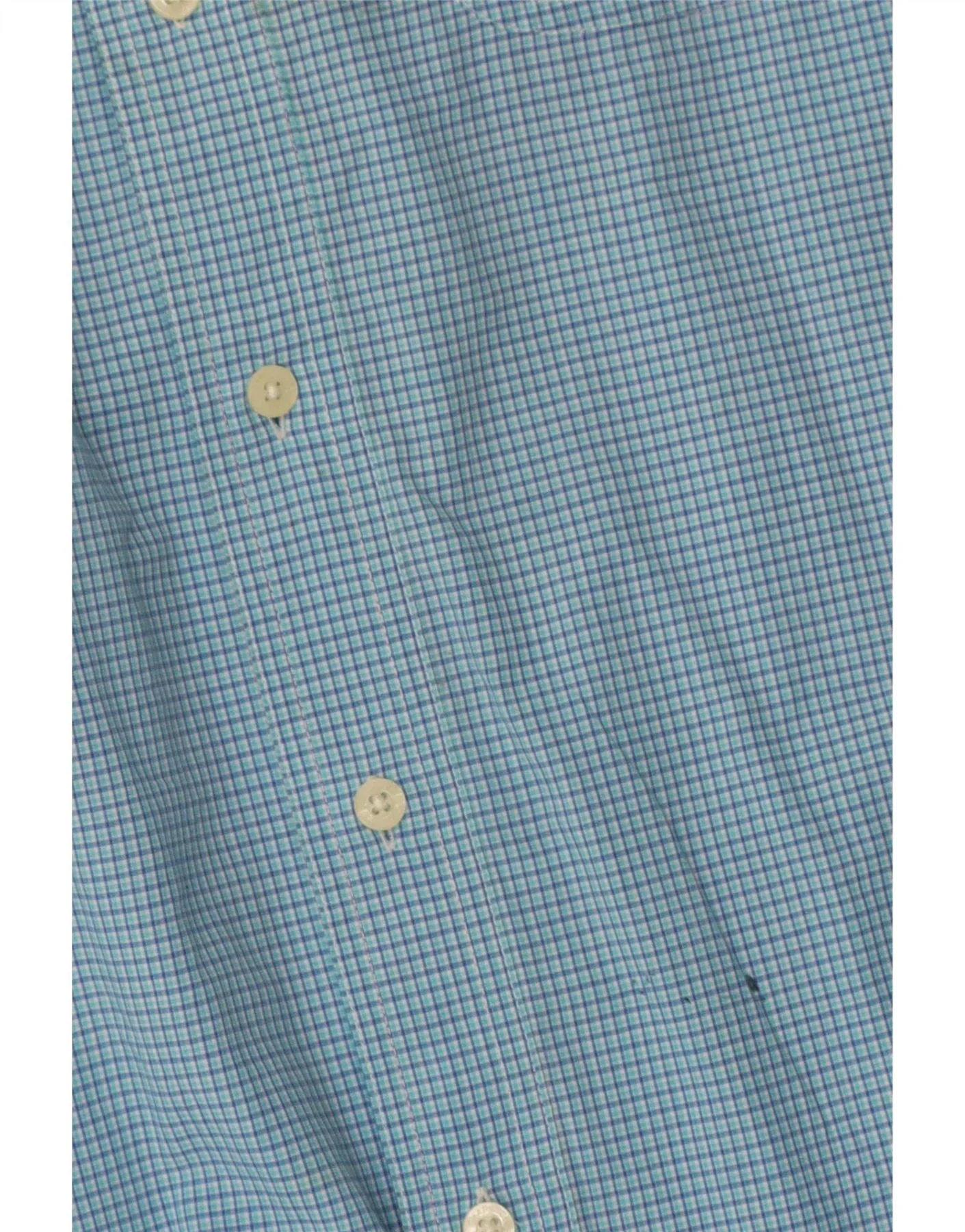 Chaps Mens Short Sleeve Shirt Medium Blue Gingham Cotton - Image 3
