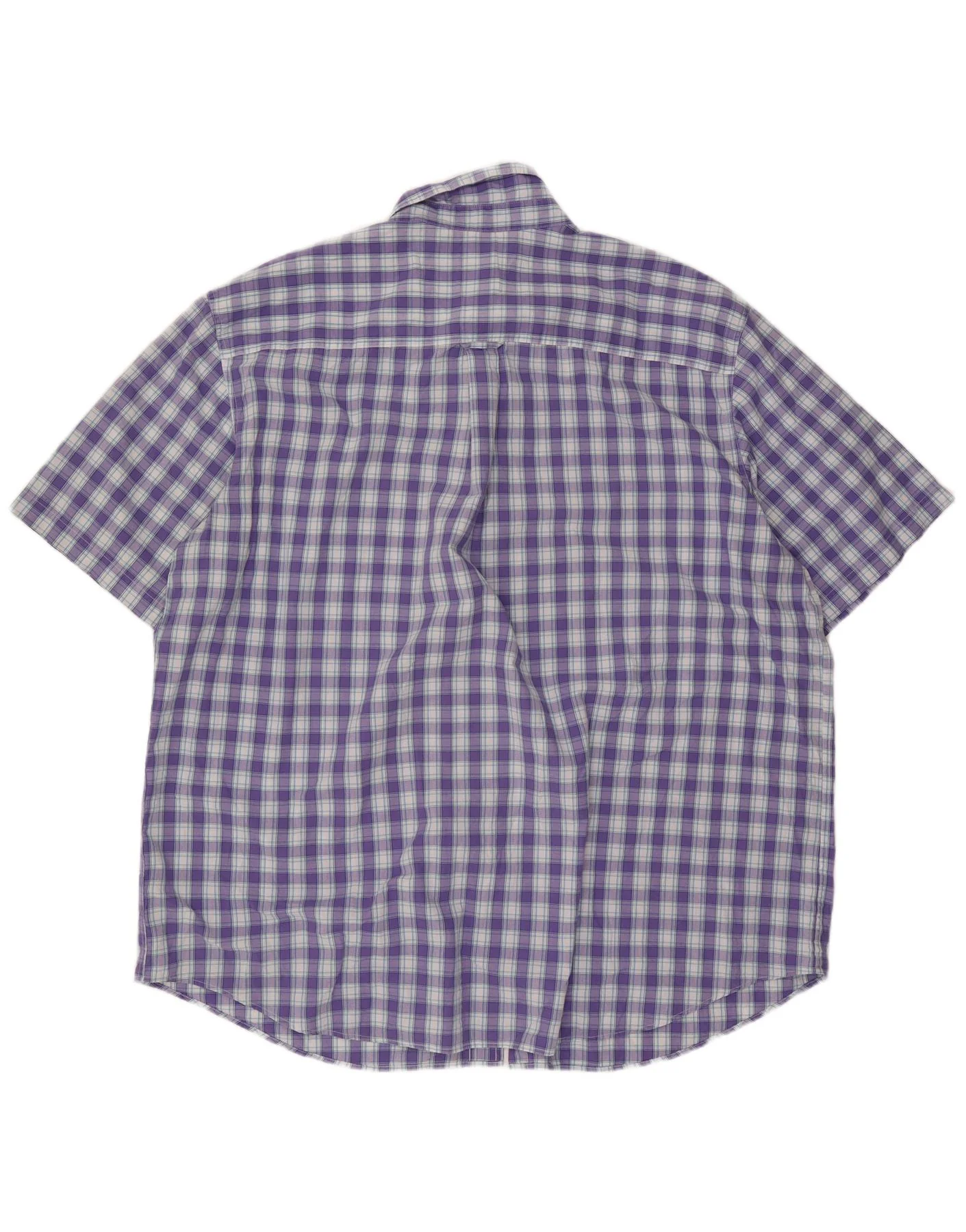 Chaps Mens Tall Short Sleeve Shirt 3XL Purple Check Cotton - Image 2