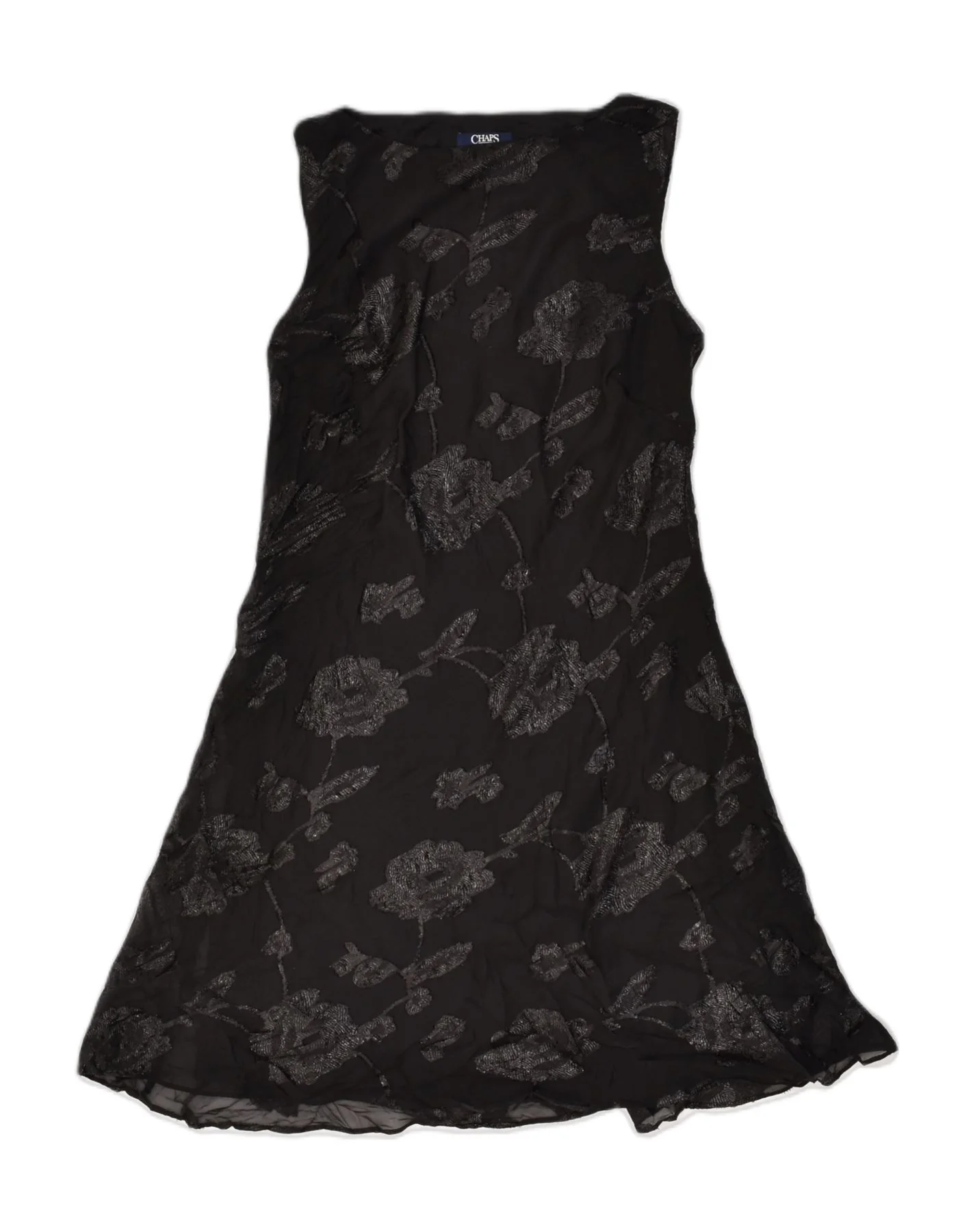 CHAPS Womens A-Line Dress UK 10 Small Black Floral Polyester