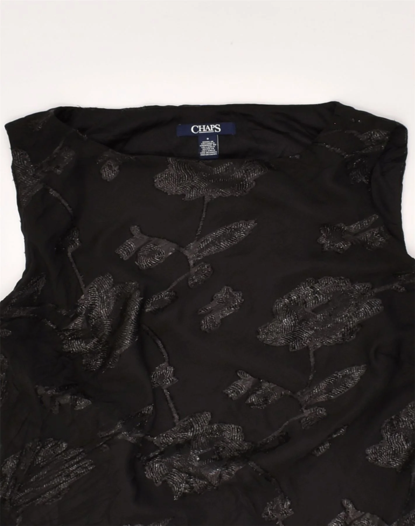 CHAPS Womens A-Line Dress UK 10 Small Black Floral Polyester - Image 3