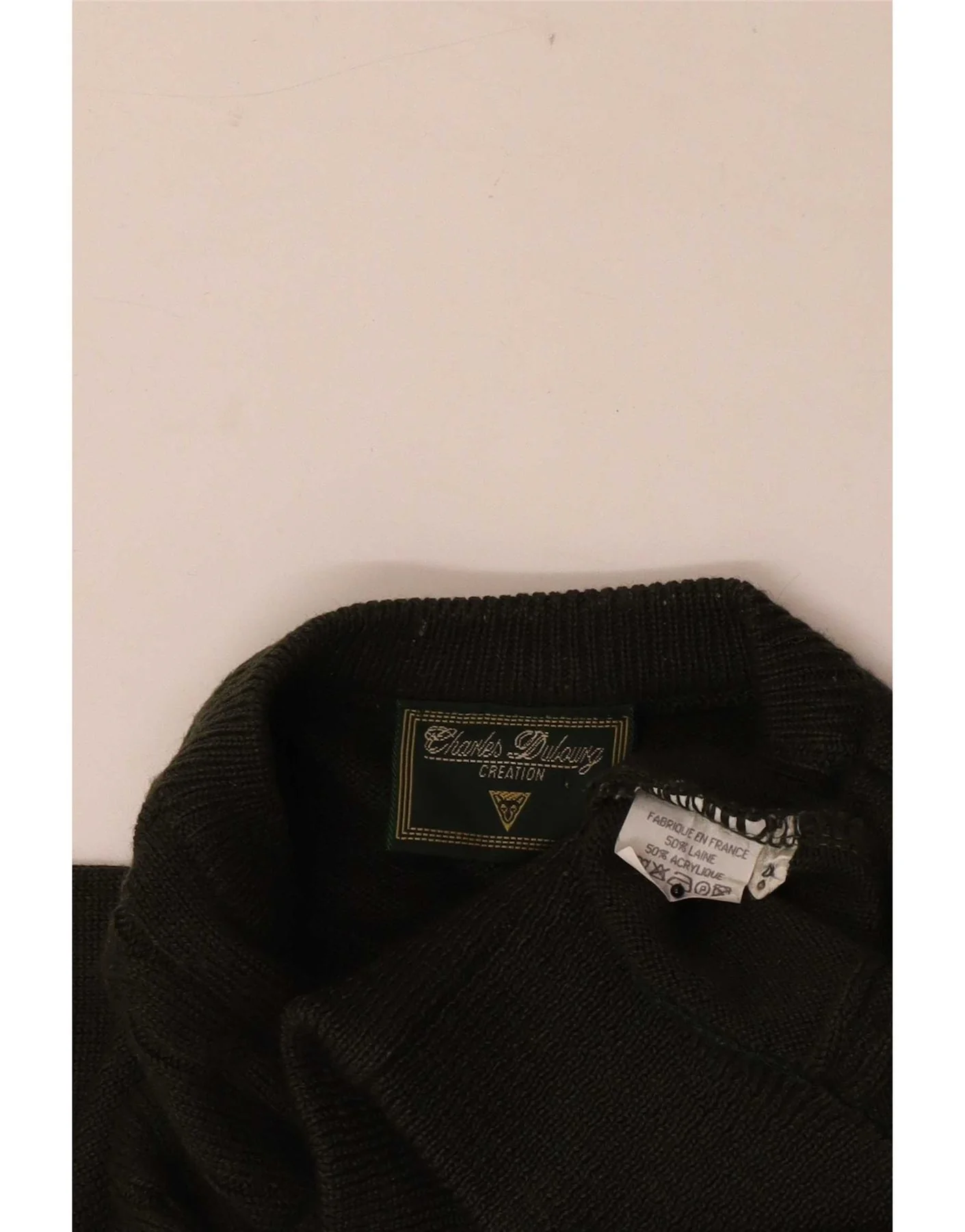 Charles Dubourg Mens Crew Neck Jumper Sweater Medium Green Wool - Image 3