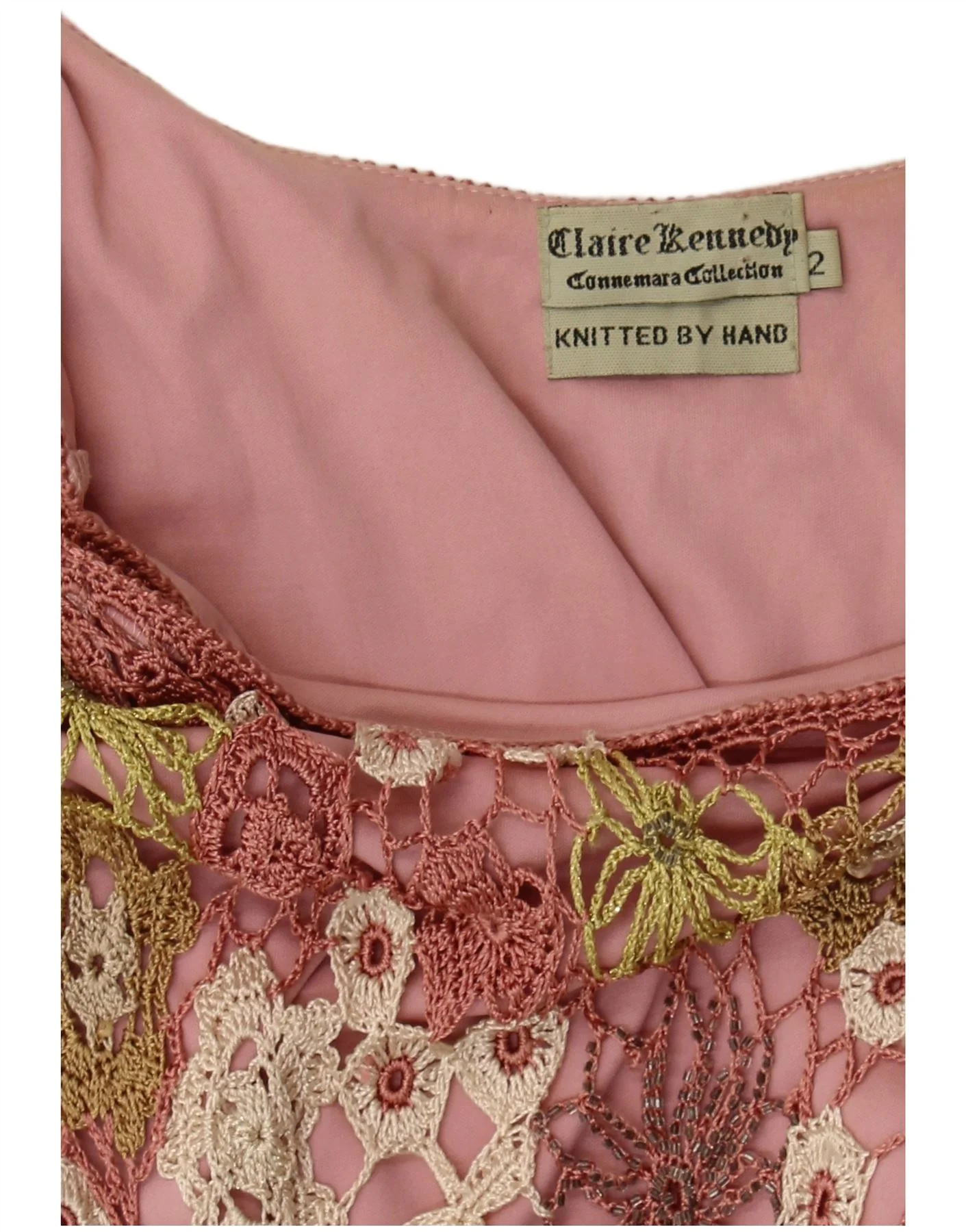 Claire Kennedy Womens Crochet Maxi Dress US 2 XS Pink Floral - Image 3