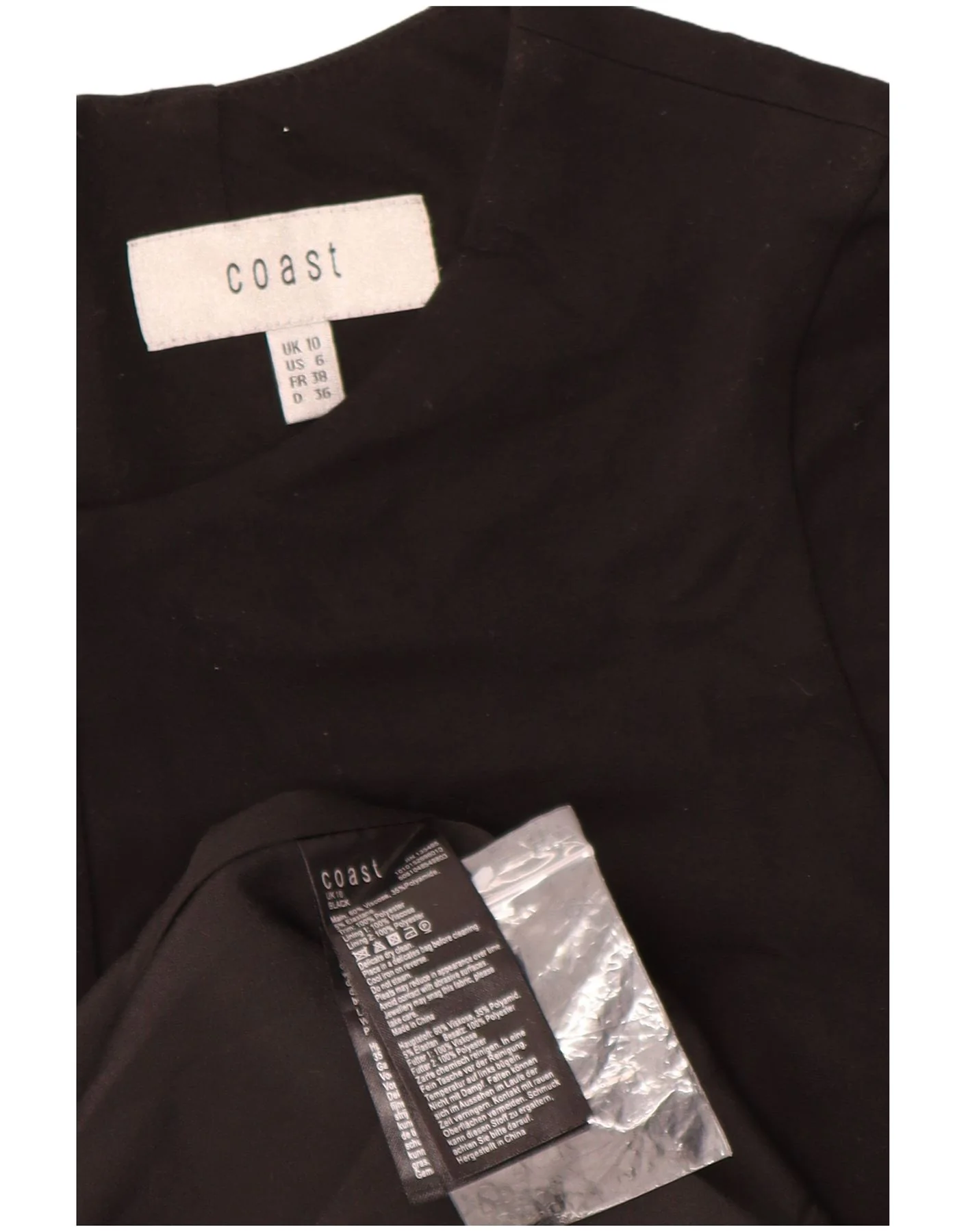 Coast Womens Asymmetric Maxi Dress UK 10 Small Black Viscose - Image 3