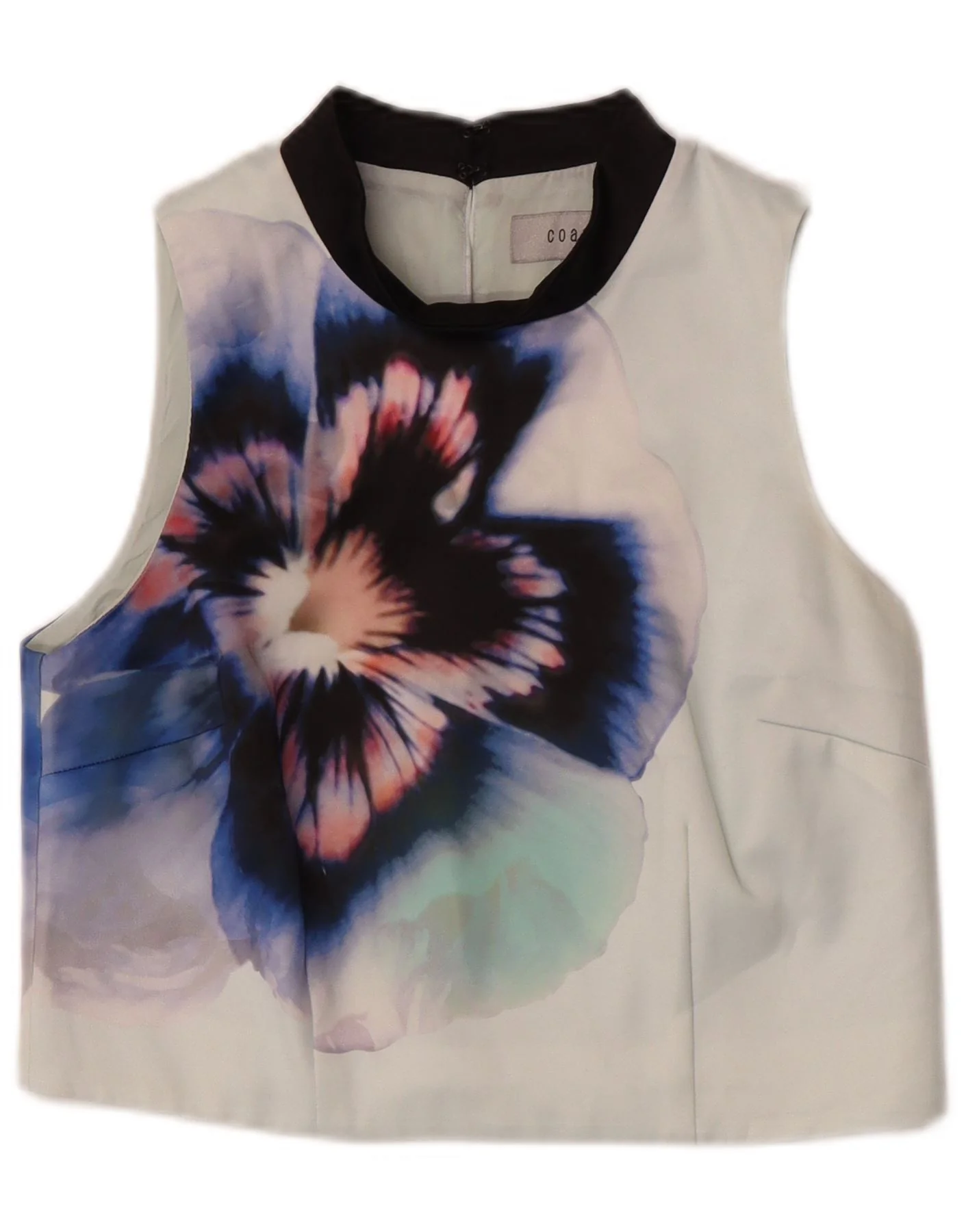 Coast Womens Crop Sleeveless Blouse Top UK 12 Medium Green Floral Polyester