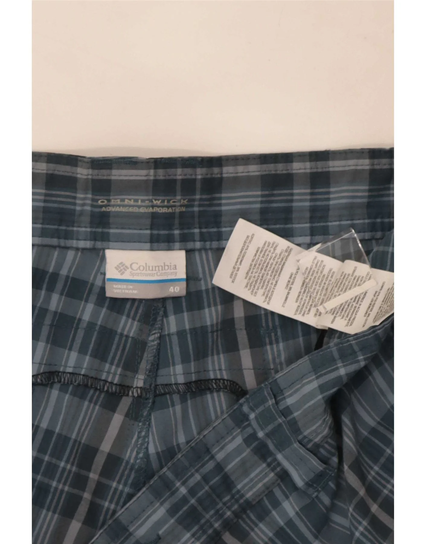 Columbia Mens Cargo Shorts W40 XL Blue Check Polyester - Image 3