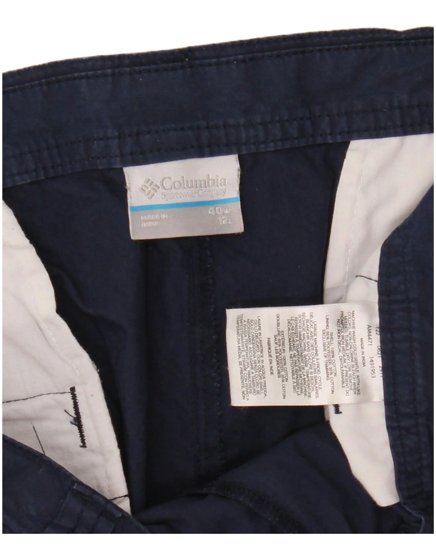 Columbia Mens Chino Shorts W40 XL Navy Blue Cotton - Image 3