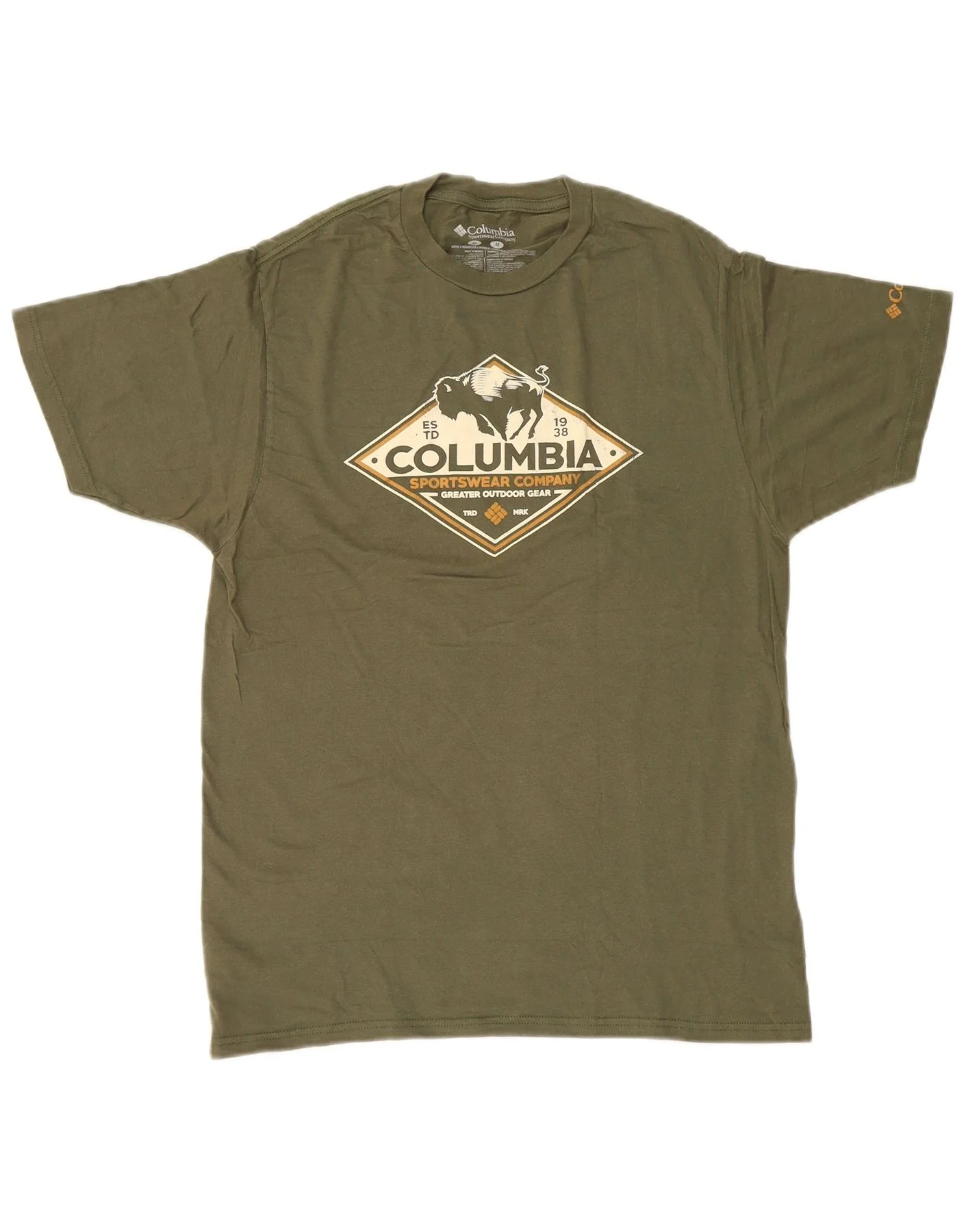 Columbia Mens Graphic T-Shirt Top Medium Green Cotton