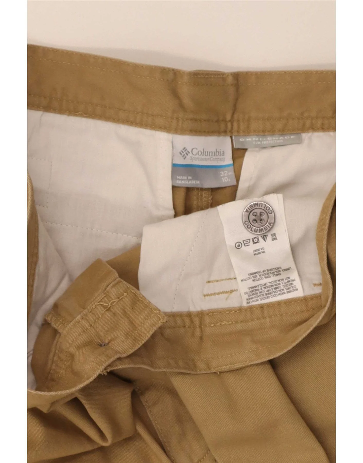 Columbia Mens Omni-Shade Cargo Shorts W32 Medium Beige Cotton - Image 3