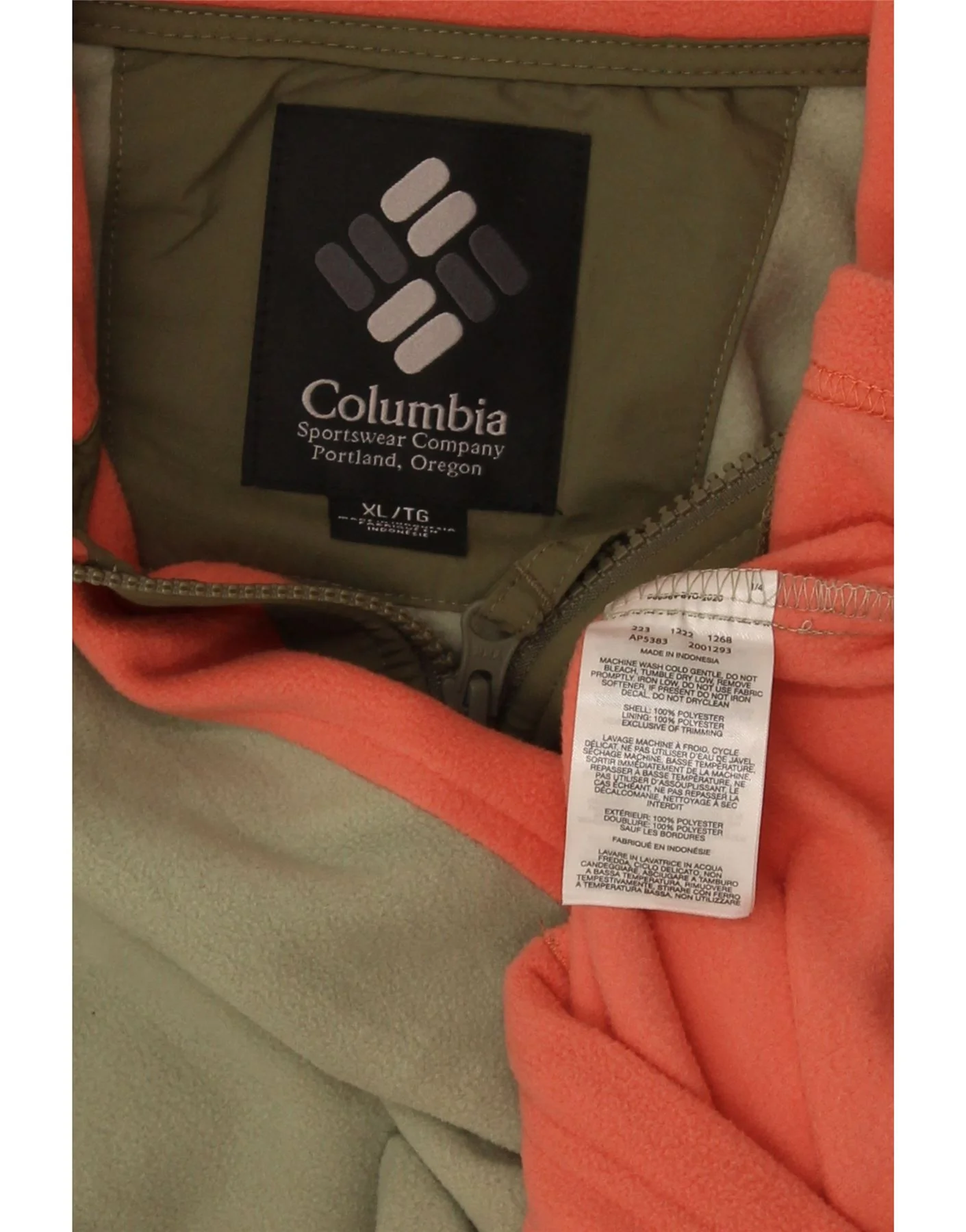 Columbia Womens Crop Oversized Fleece Jacket UK 18 XL Khaki Colourblock - Image 3