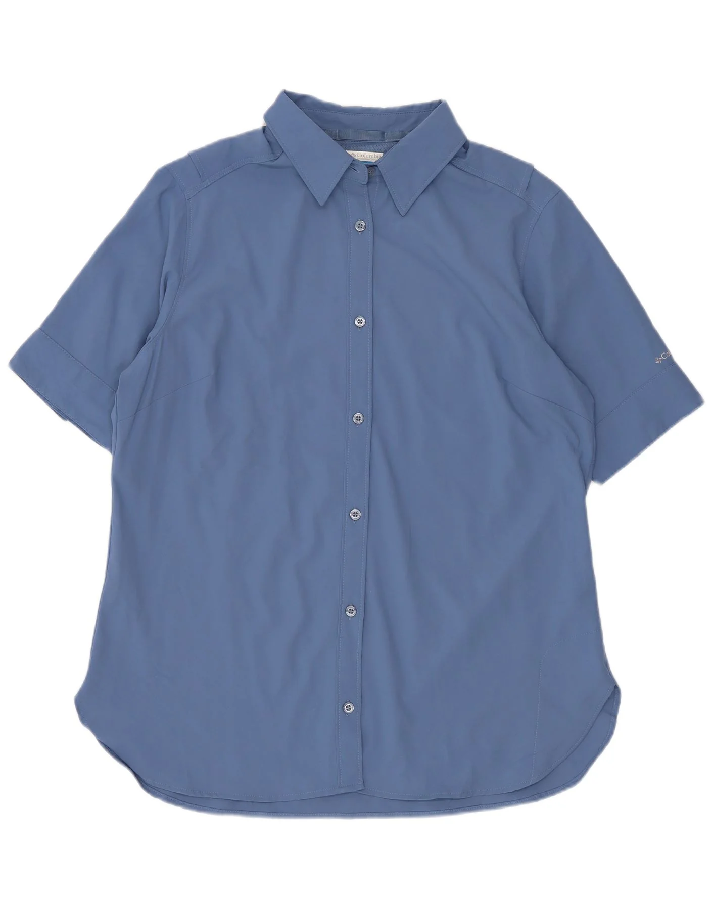 Columbia Womens Short Sleeve Shirt UK 14 Medium Blue Polyester