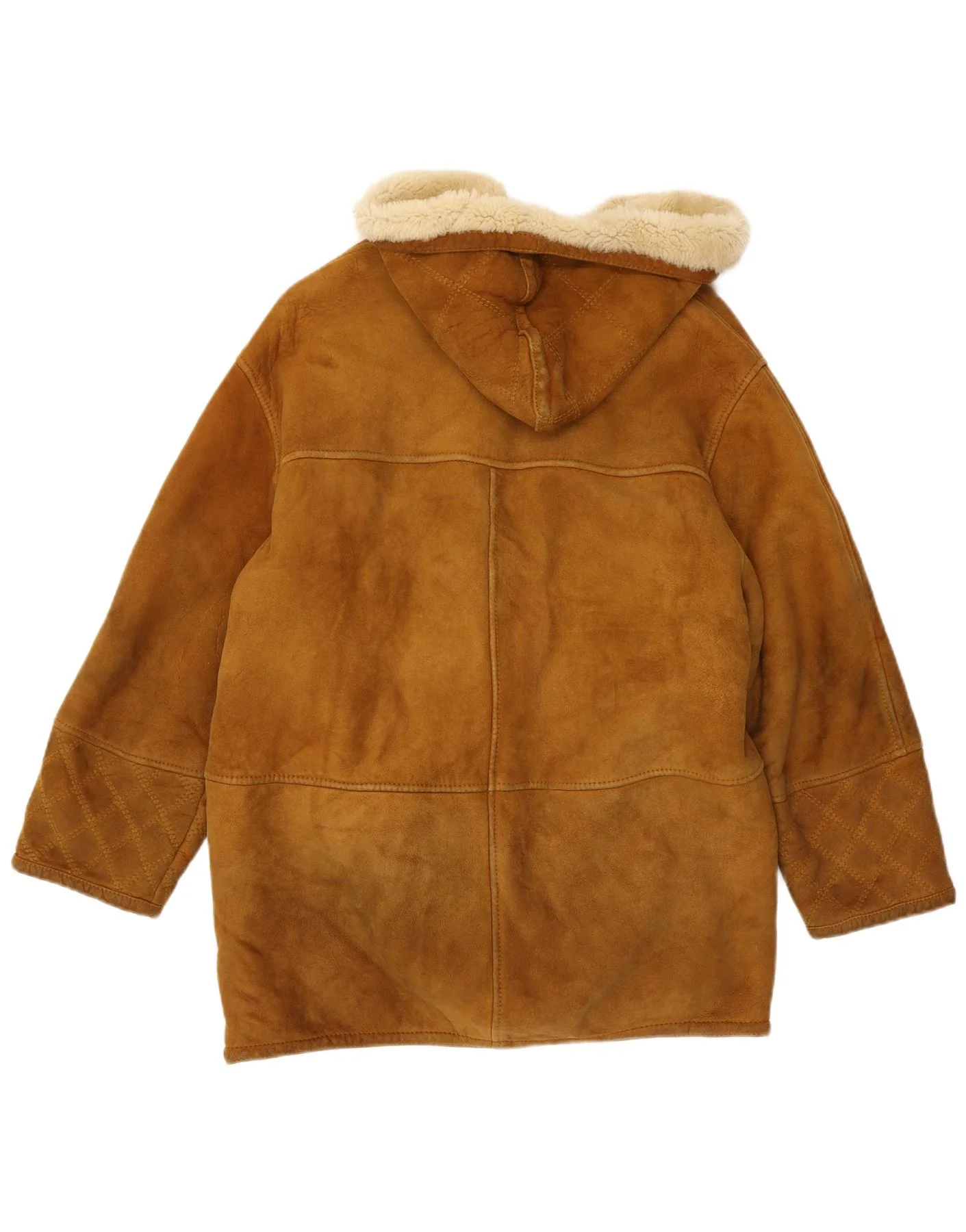 Conbipel Womens Hooded Shearling Jacket UK 16 Large Beige - Image 2